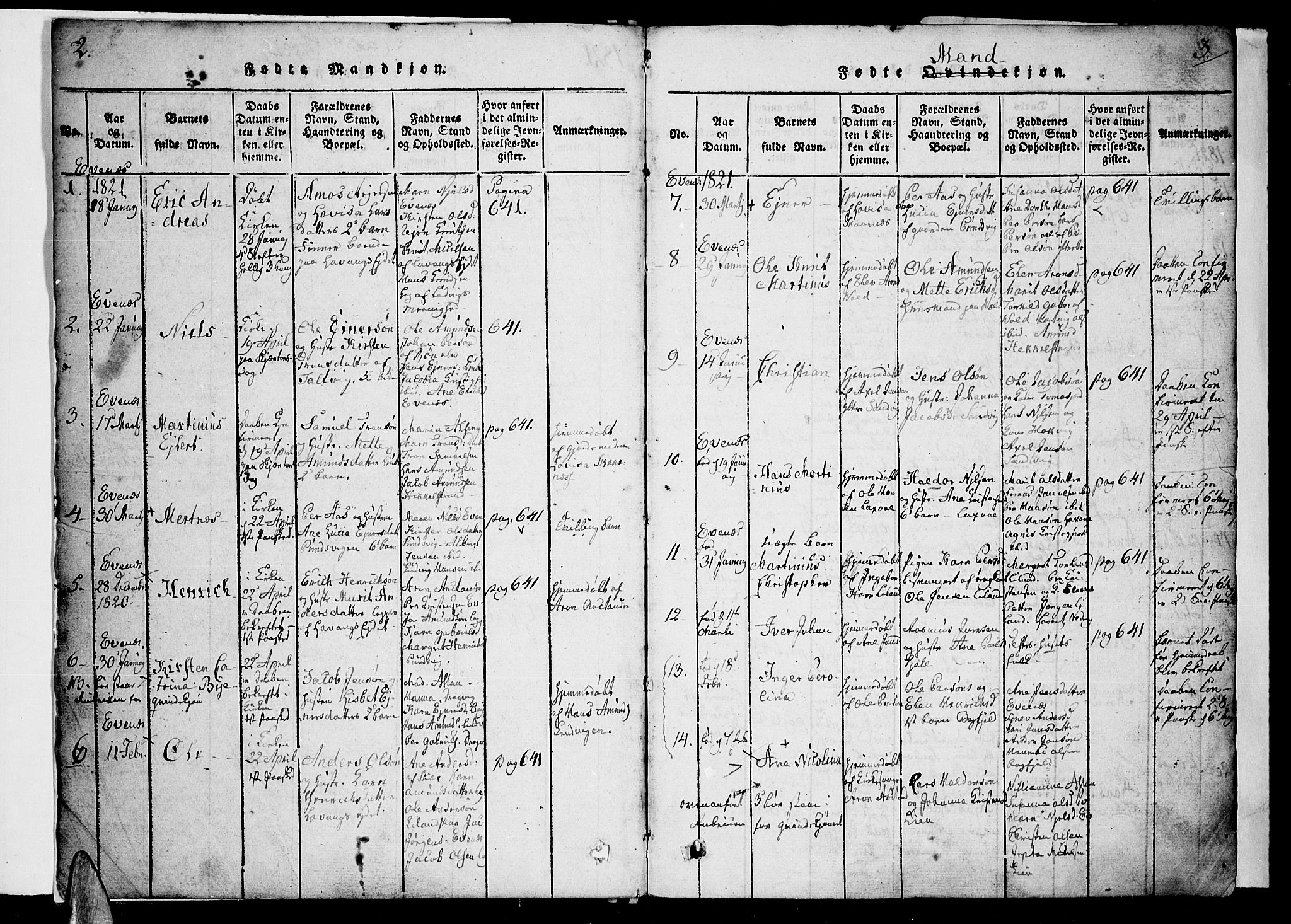 Ministerialprotokoller, klokkerbøker og fødselsregistre - Nordland, AV/SAT-A-1459/863/L0894: Parish register (official) no. 863A06, 1821-1851, p. 2-3