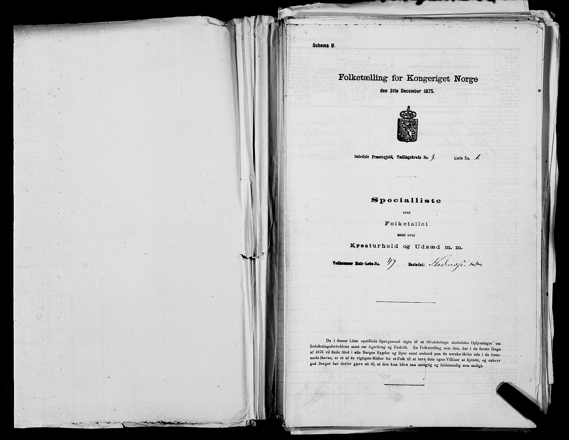 SAST, 1875 census for 1134P Suldal, 1875, p. 377