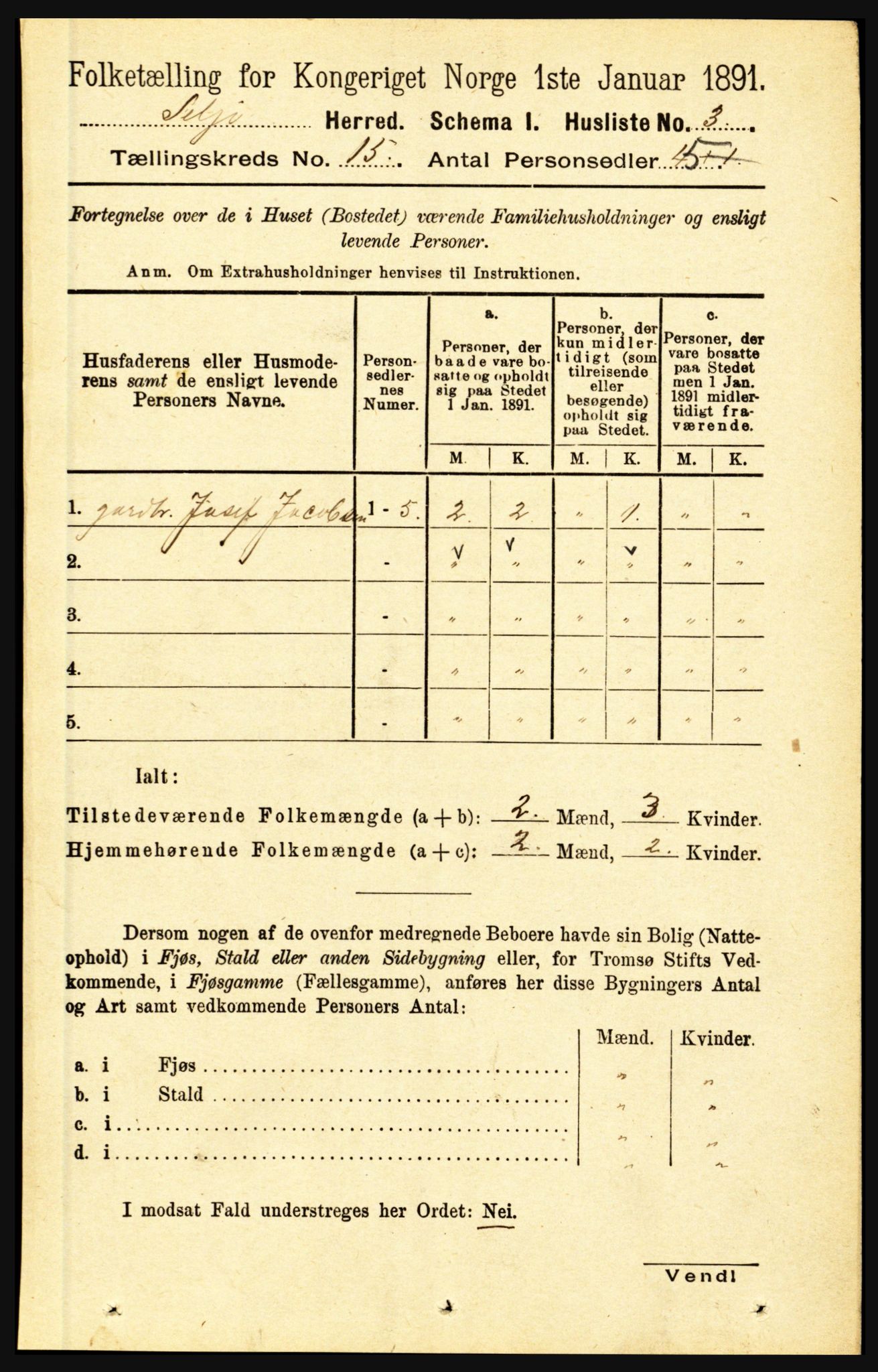 RA, 1891 census for 1441 Selje, 1891, p. 4646