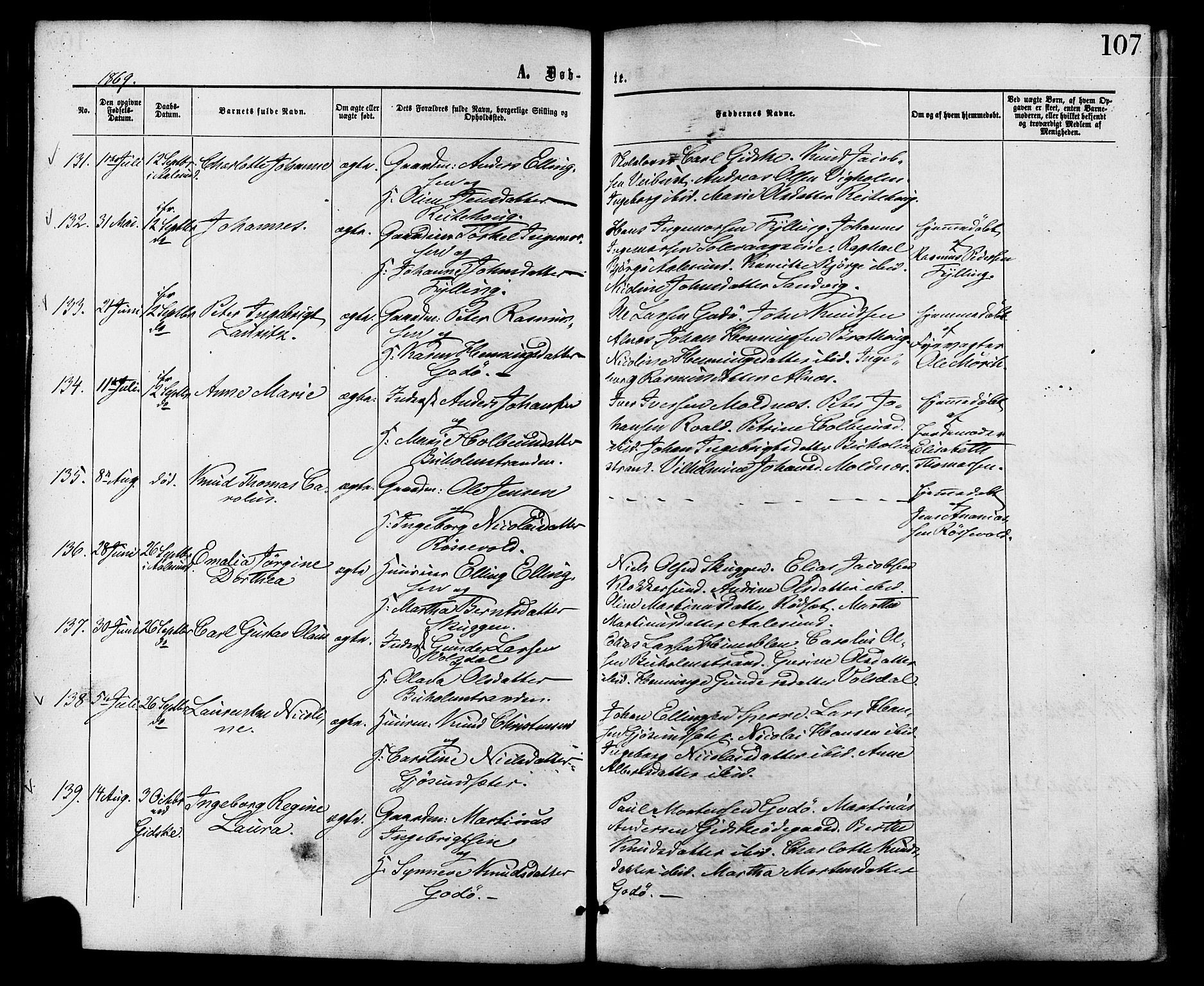 Ministerialprotokoller, klokkerbøker og fødselsregistre - Møre og Romsdal, SAT/A-1454/528/L0399: Parish register (official) no. 528A10, 1864-1879, p. 107