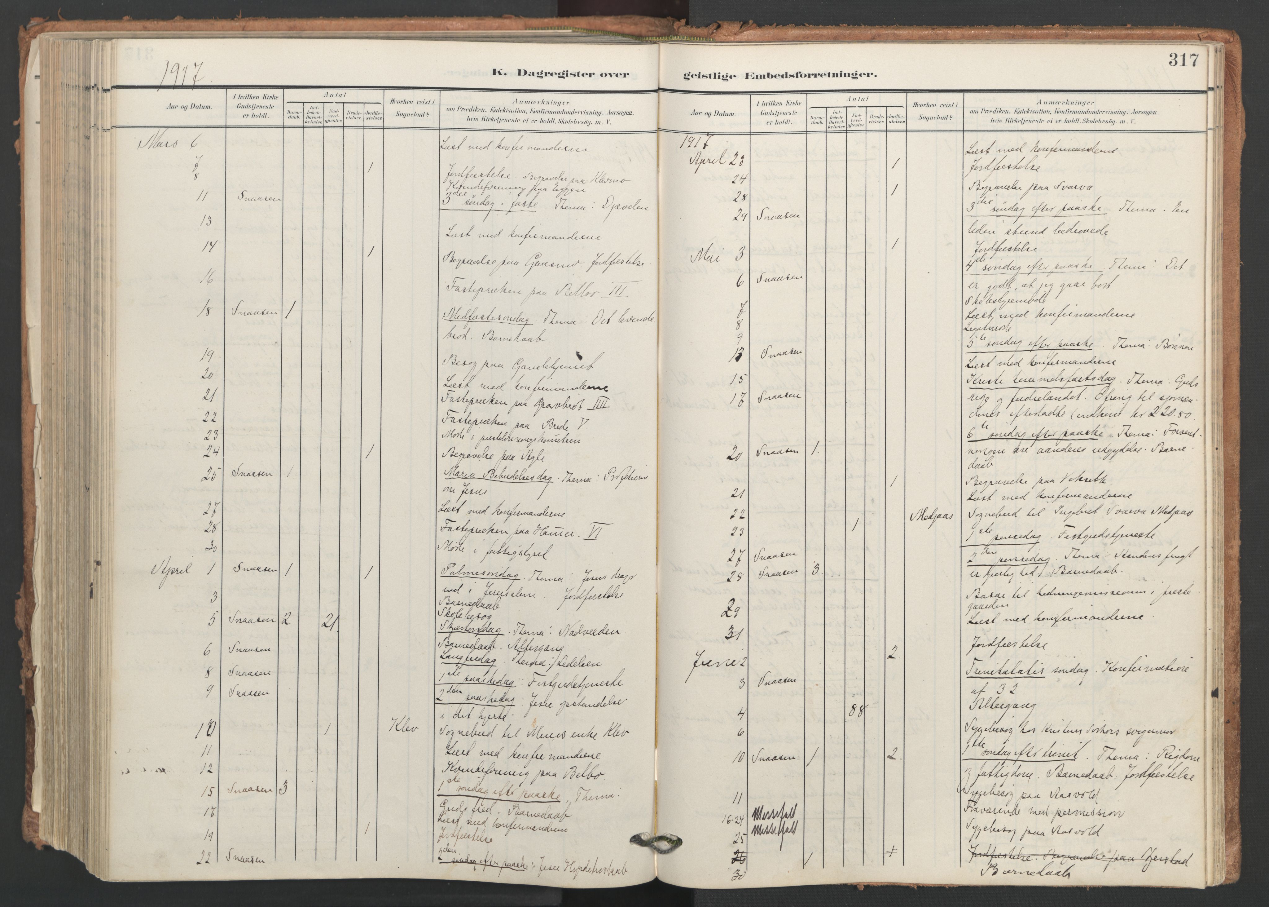 Ministerialprotokoller, klokkerbøker og fødselsregistre - Nord-Trøndelag, AV/SAT-A-1458/749/L0477: Parish register (official) no. 749A11, 1902-1927, p. 317