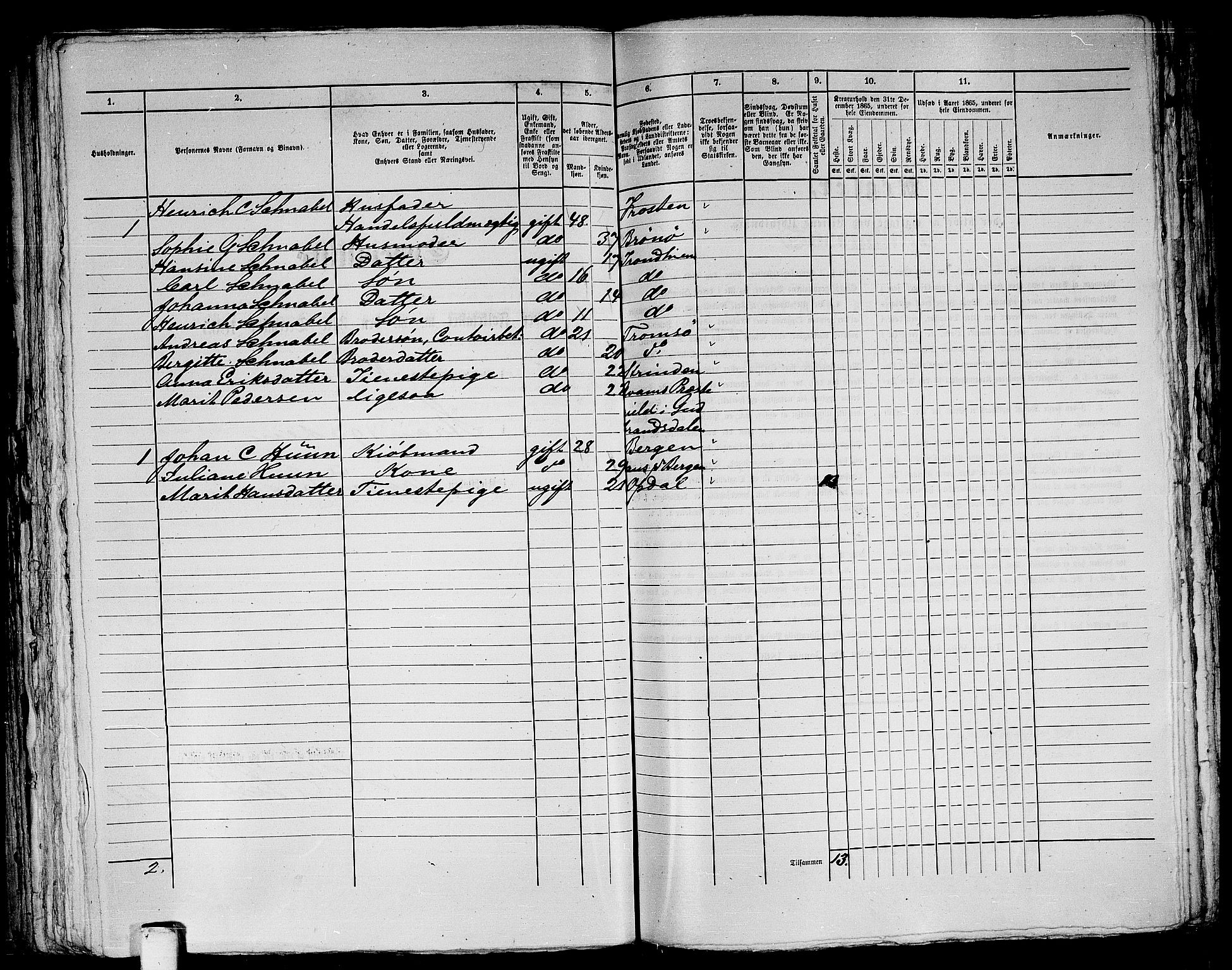 RA, 1865 census for Trondheim, 1865, p. 364