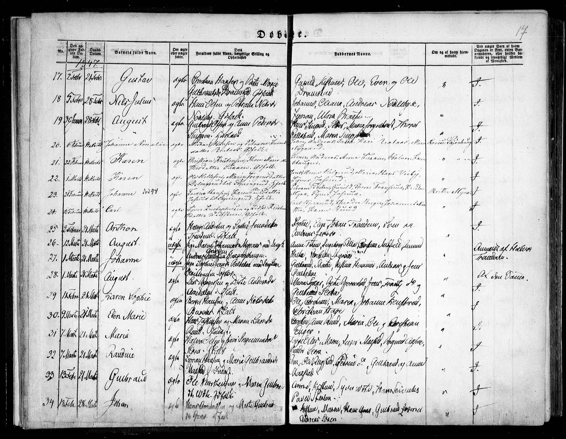 Trøgstad prestekontor Kirkebøker, SAO/A-10925/F/Fa/L0007: Parish register (official) no. I 7, 1845-1854, p. 17