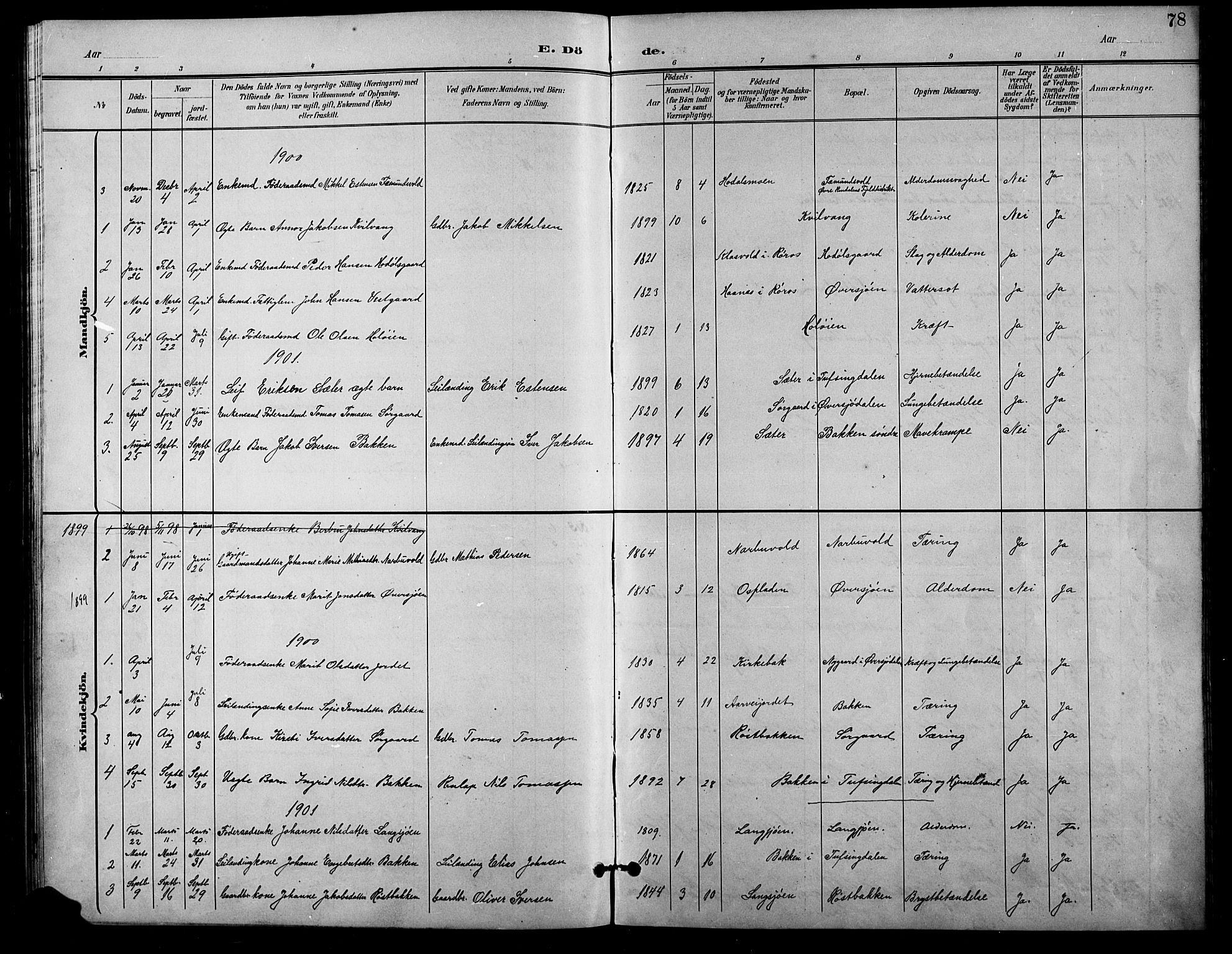 Tolga prestekontor, AV/SAH-PREST-062/L/L0011: Parish register (copy) no. 11, 1894-1925, p. 78