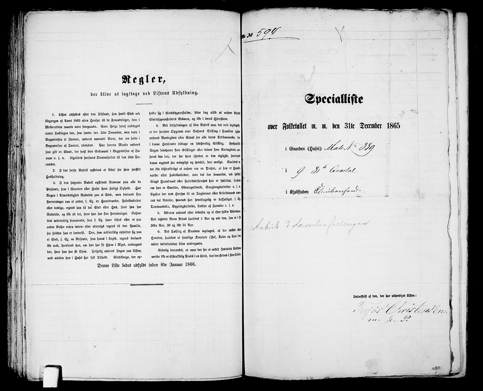 RA, 1865 census for Kristiansand, 1865, p. 1214