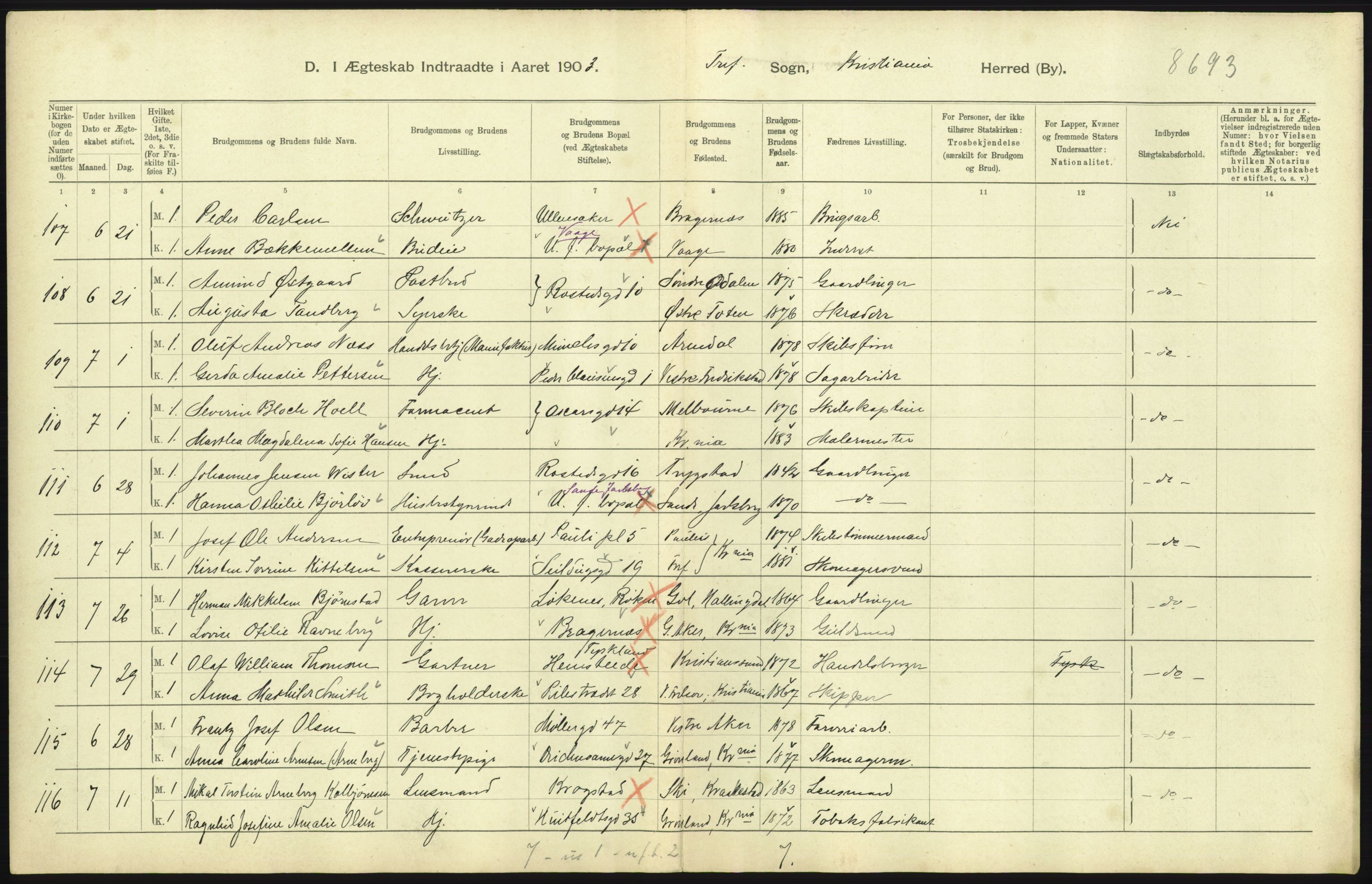 Statistisk sentralbyrå, Sosiodemografiske emner, Befolkning, AV/RA-S-2228/D/Df/Dfa/Dfaa/L0004: Kristiania: Gifte, døde, 1903, p. 601