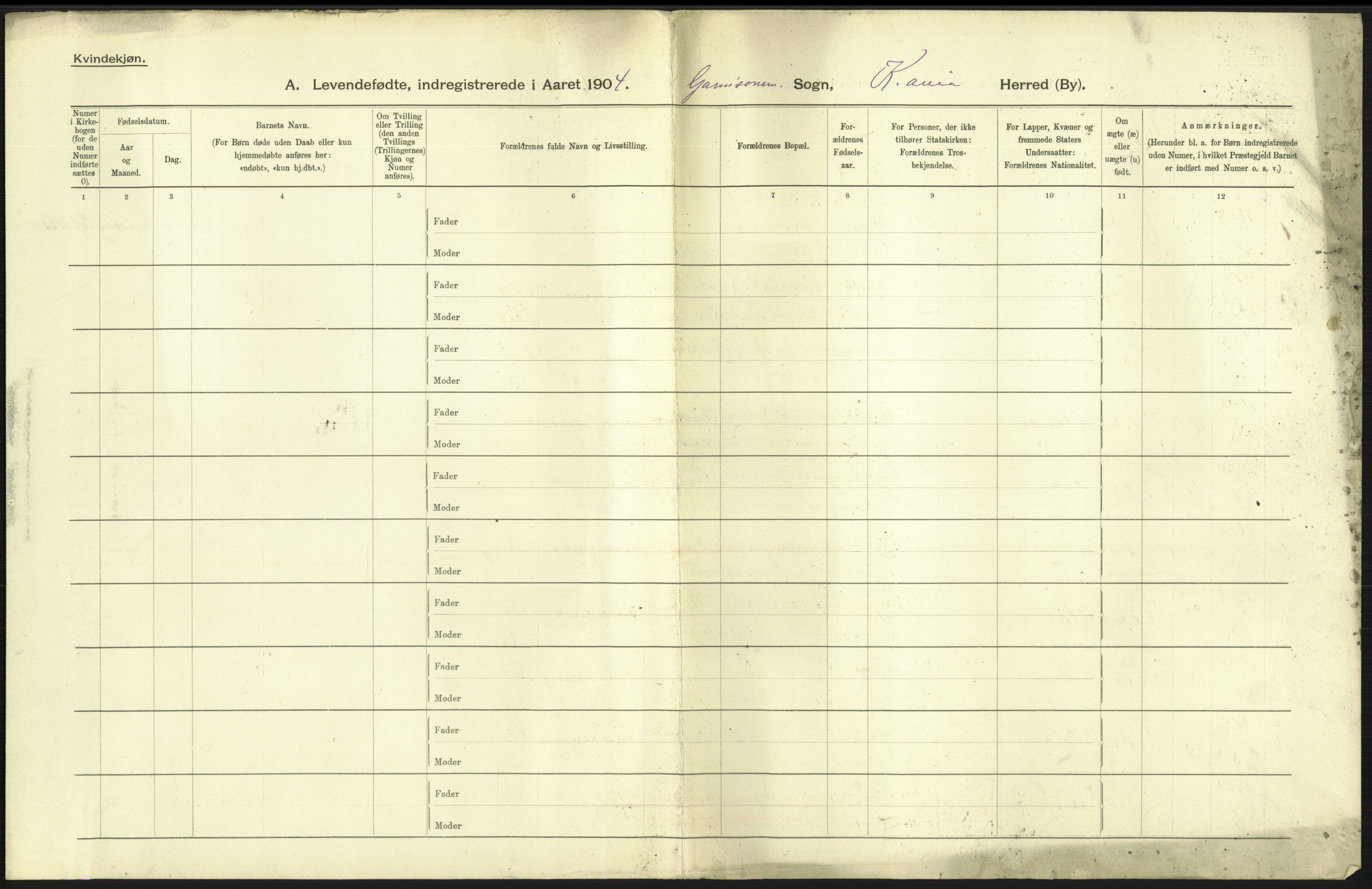 Statistisk sentralbyrå, Sosiodemografiske emner, Befolkning, AV/RA-S-2228/D/Df/Dfa/Dfab/L0003: Kristiania: Fødte, 1904, p. 39