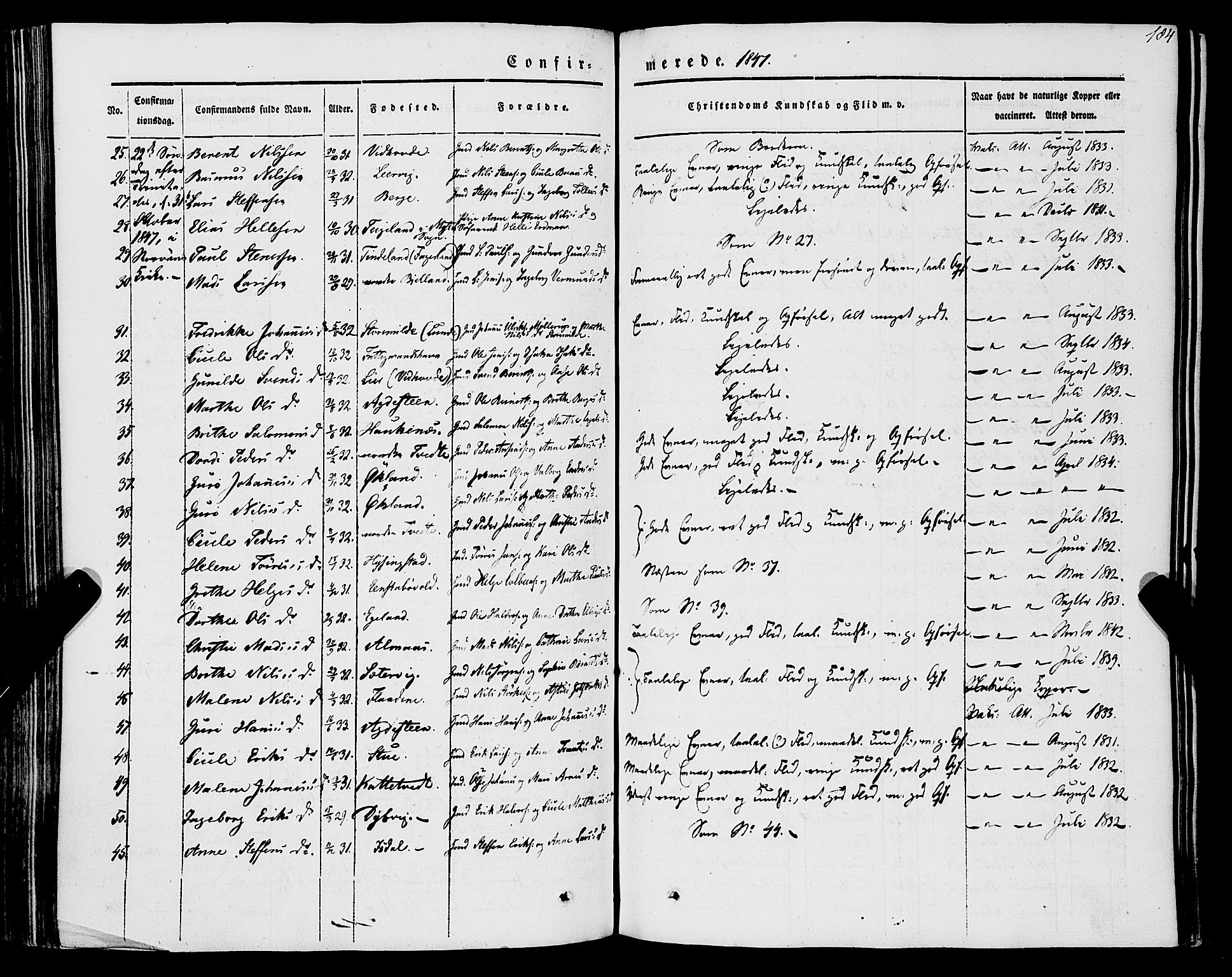 Stord sokneprestembete, AV/SAB-A-78201/H/Haa: Parish register (official) no. A 7, 1841-1861, p. 184