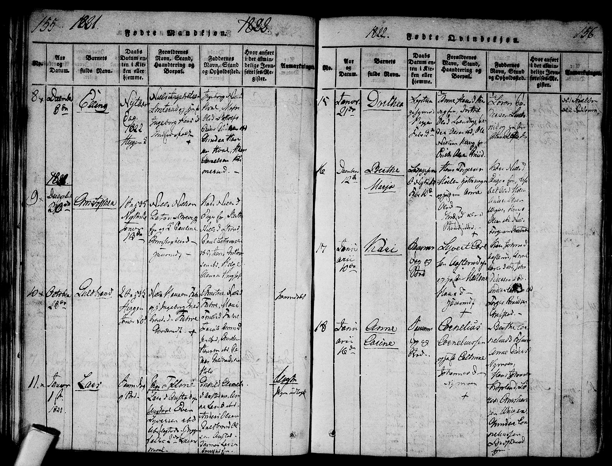 Modum kirkebøker, AV/SAKO-A-234/F/Fa/L0004: Parish register (official) no. 4, 1818-1824, p. 155-156