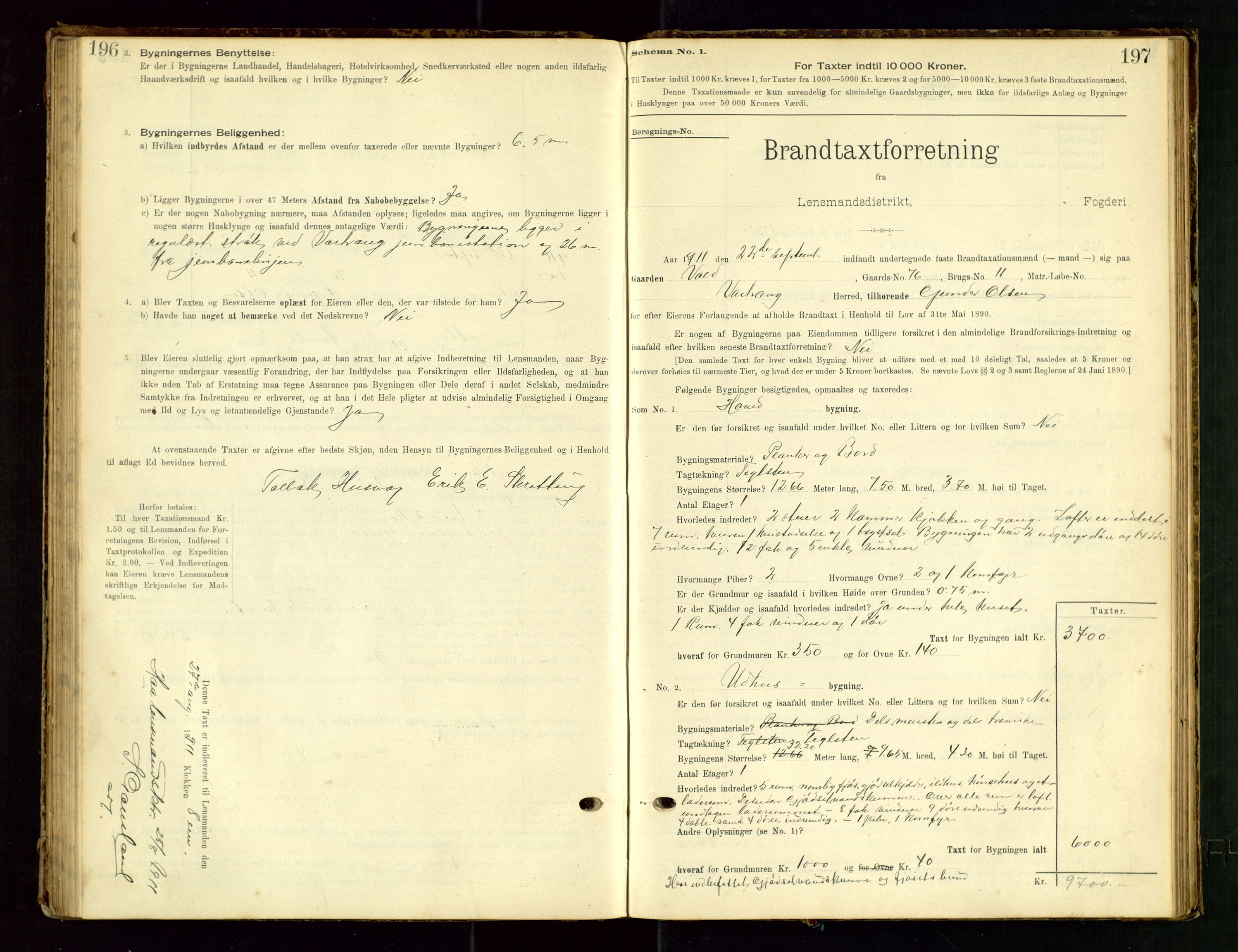 Hå lensmannskontor, SAST/A-100456/Goa/L0003: Takstprotokoll (skjema), 1895-1911, p. 196-197