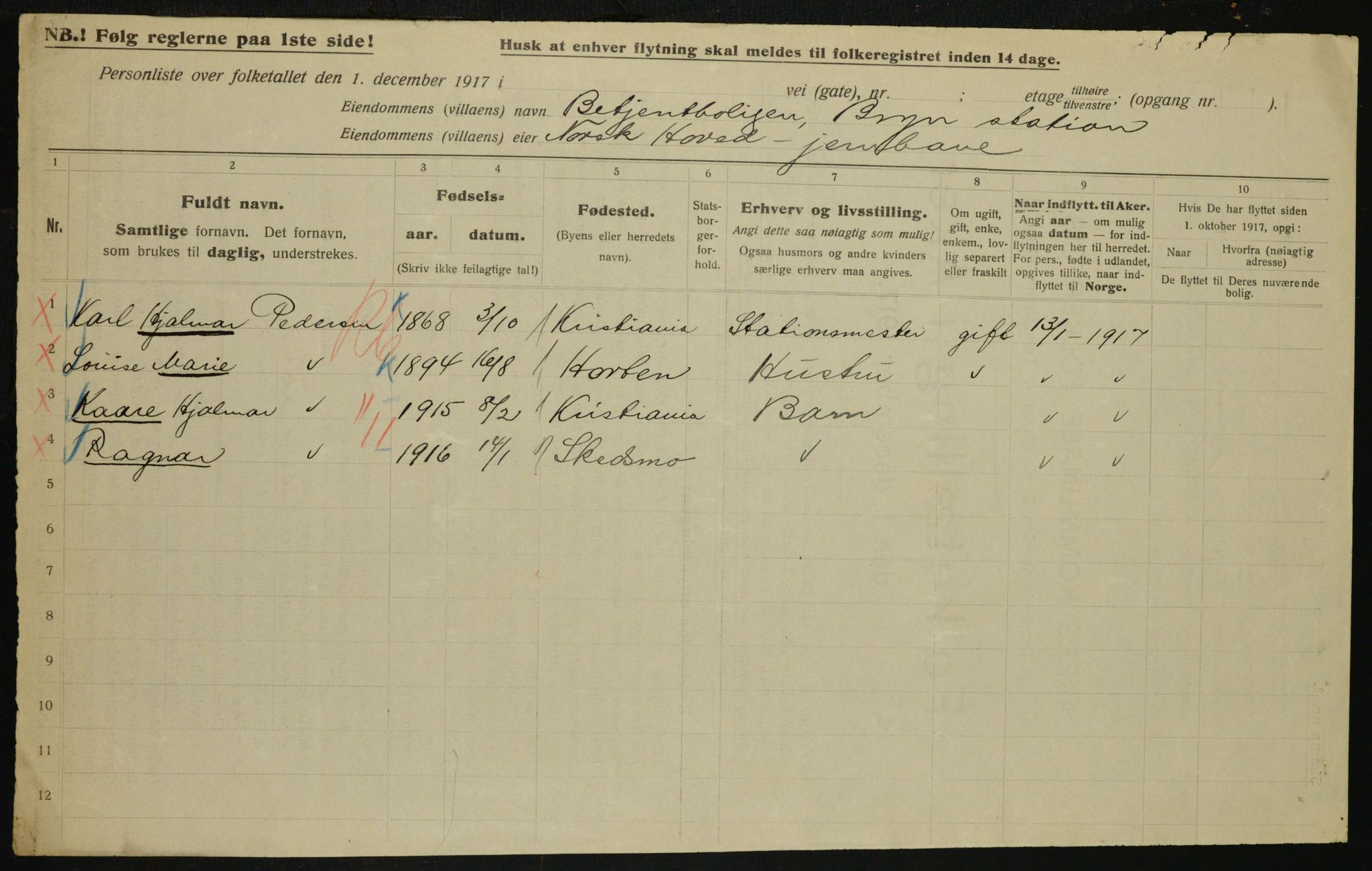 OBA, Municipal Census 1917 for Aker, 1917, p. 23830