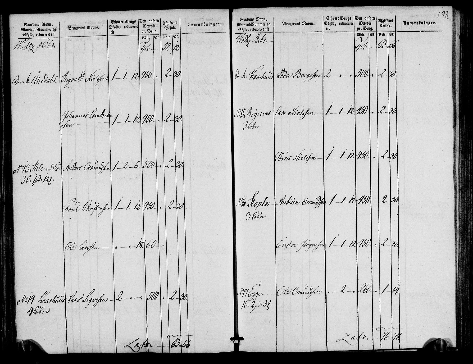 Rentekammeret inntil 1814, Realistisk ordnet avdeling, AV/RA-EA-4070/N/Ne/Nea/L0105: Ryfylke fogderi. Oppebørselsregister, 1803-1804, p. 100