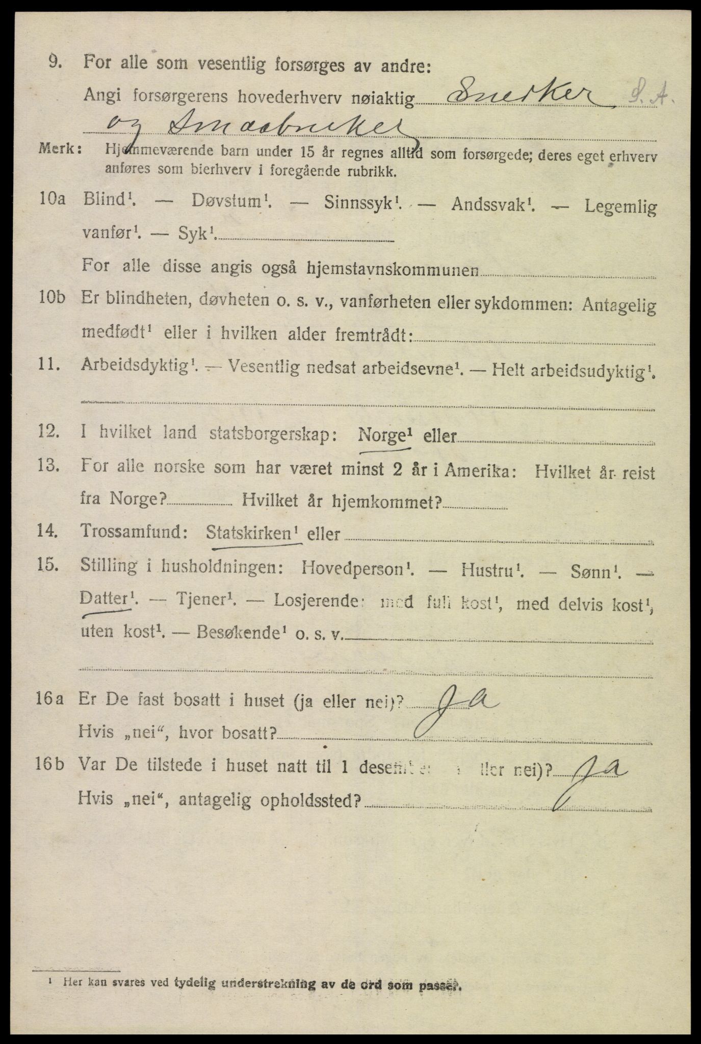 SAK, 1920 census for Hornnes, 1920, p. 2476