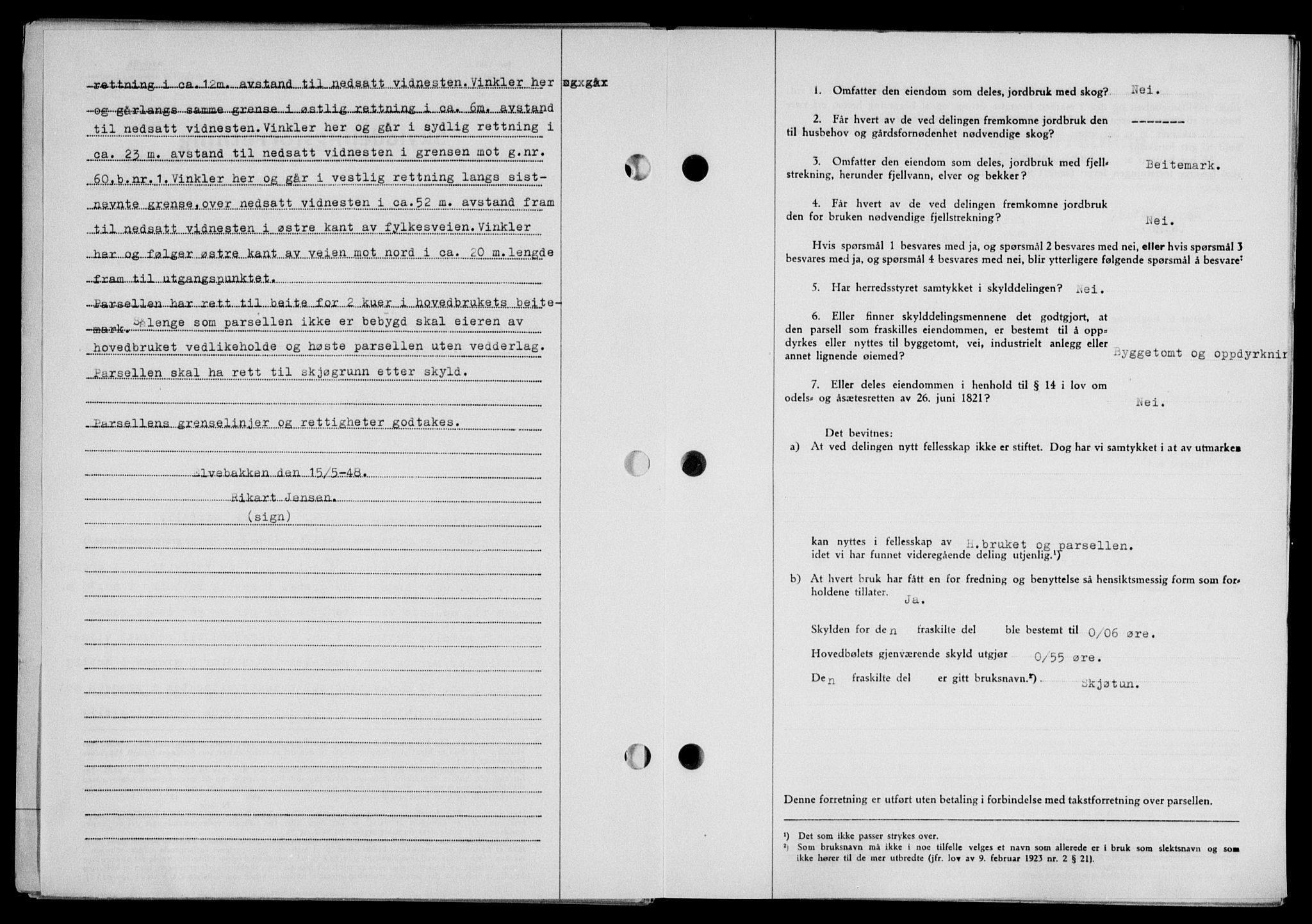 Lofoten sorenskriveri, SAT/A-0017/1/2/2C/L0019a: Mortgage book no. 19a, 1948-1948, Diary no: : 2652/1948