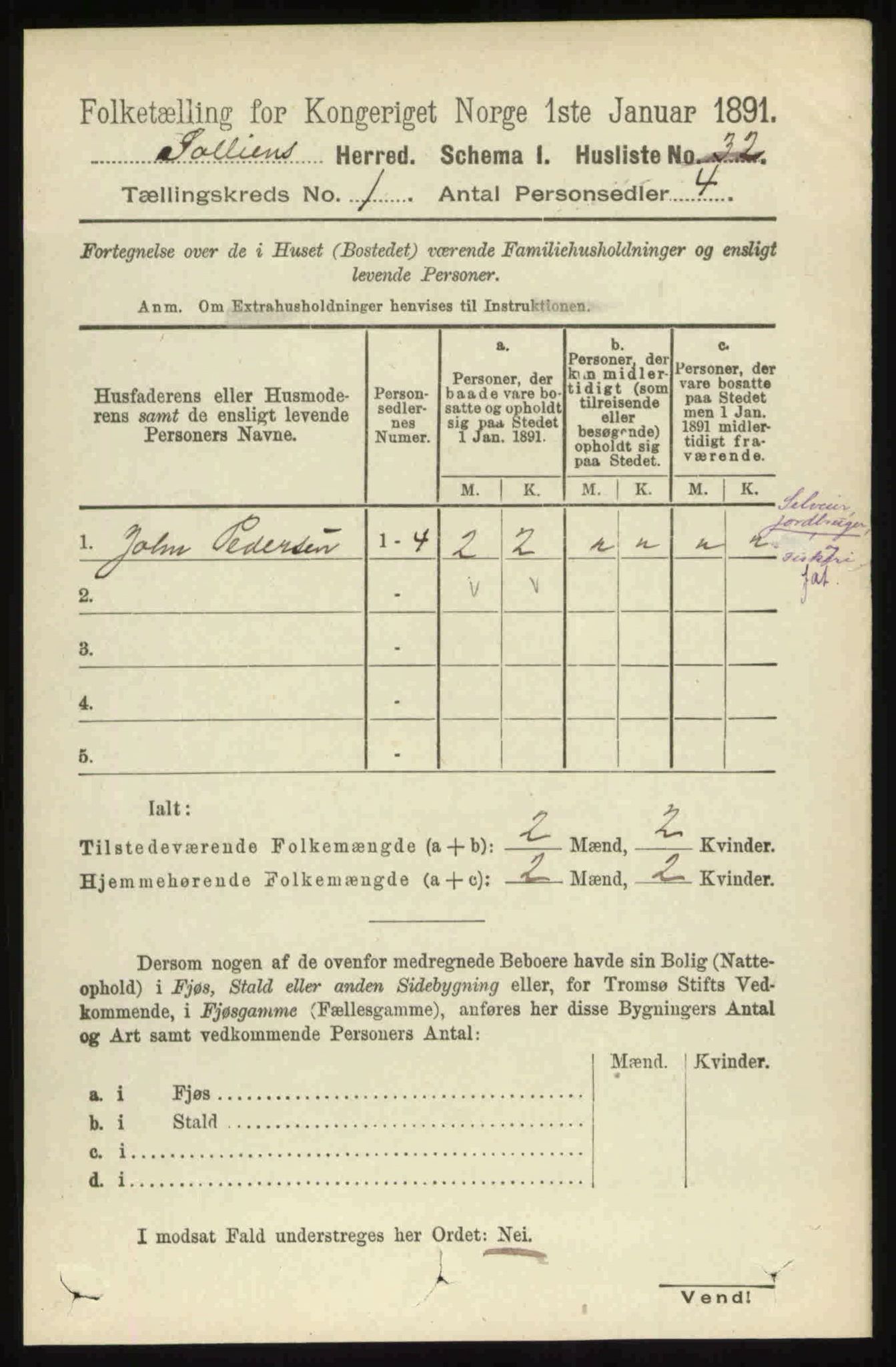 RA, 1891 census for 0431 Sollia, 1891, p. 82