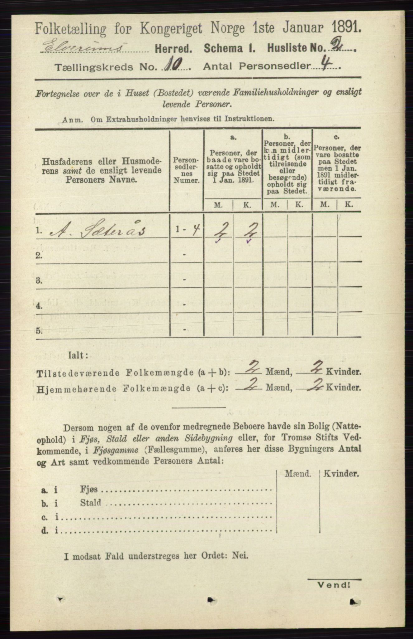 RA, 1891 census for 0427 Elverum, 1891, p. 8086