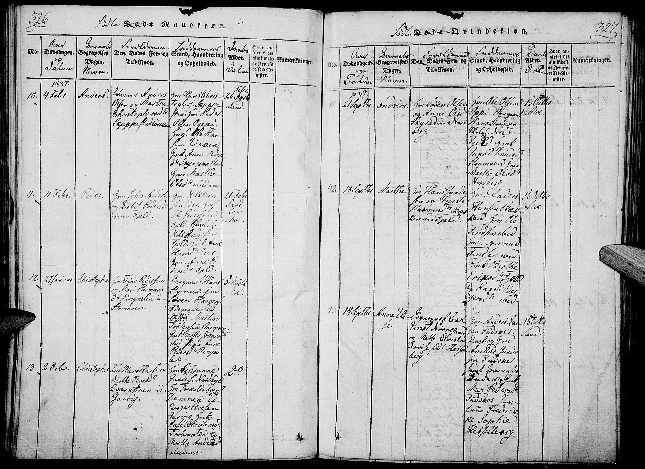 Nord-Odal prestekontor, SAH/PREST-032/H/Ha/Haa/L0001: Parish register (official) no. 1, 1819-1838, p. 326-327
