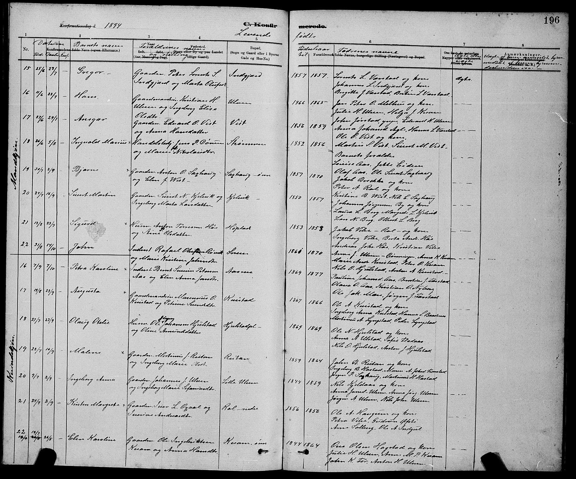 Ministerialprotokoller, klokkerbøker og fødselsregistre - Nord-Trøndelag, SAT/A-1458/730/L0301: Parish register (copy) no. 730C04, 1880-1897, p. 196
