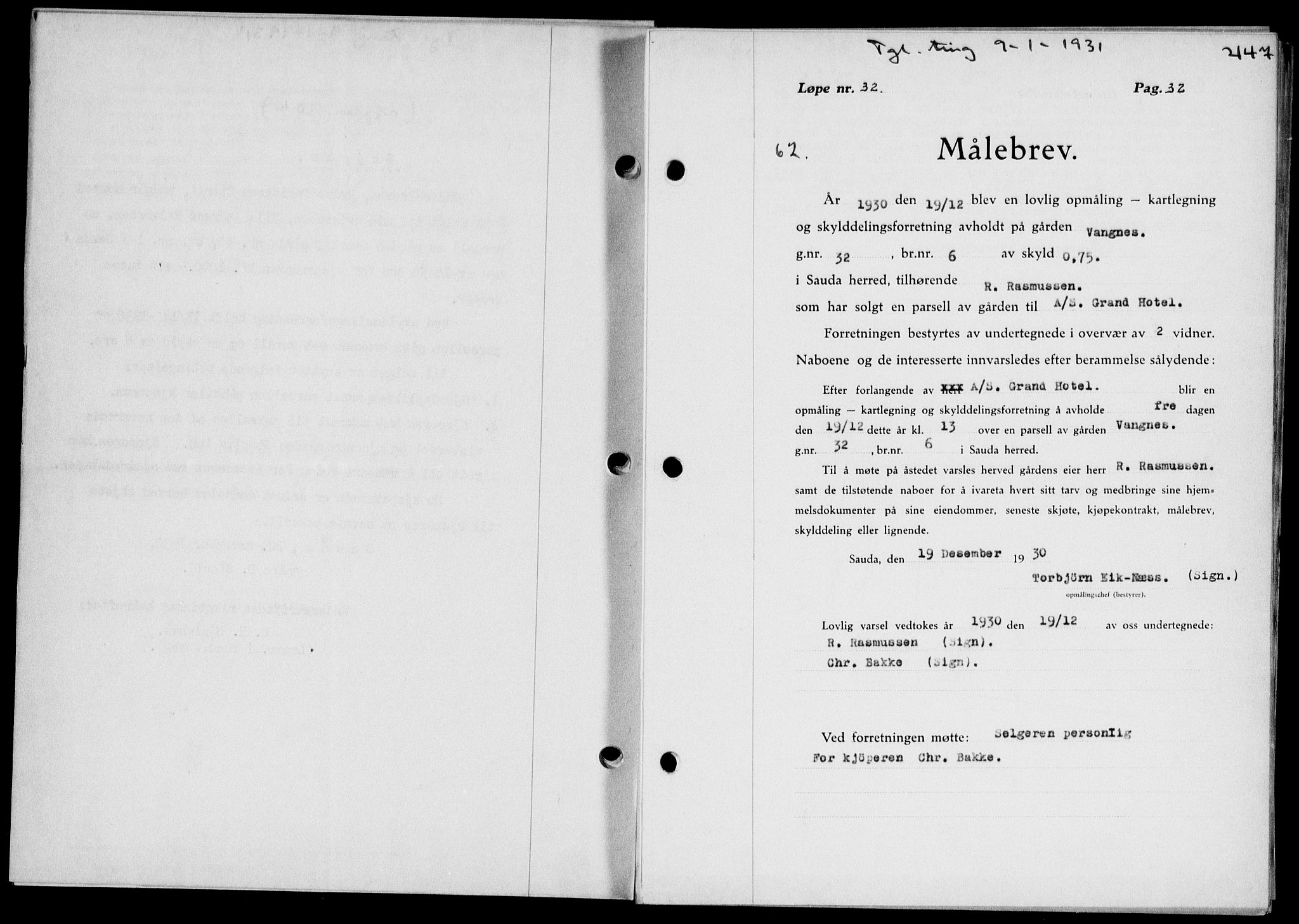 Ryfylke tingrett, SAST/A-100055/001/II/IIB/L0061: Mortgage book no. 40, 1930-1931, Deed date: 09.01.1931