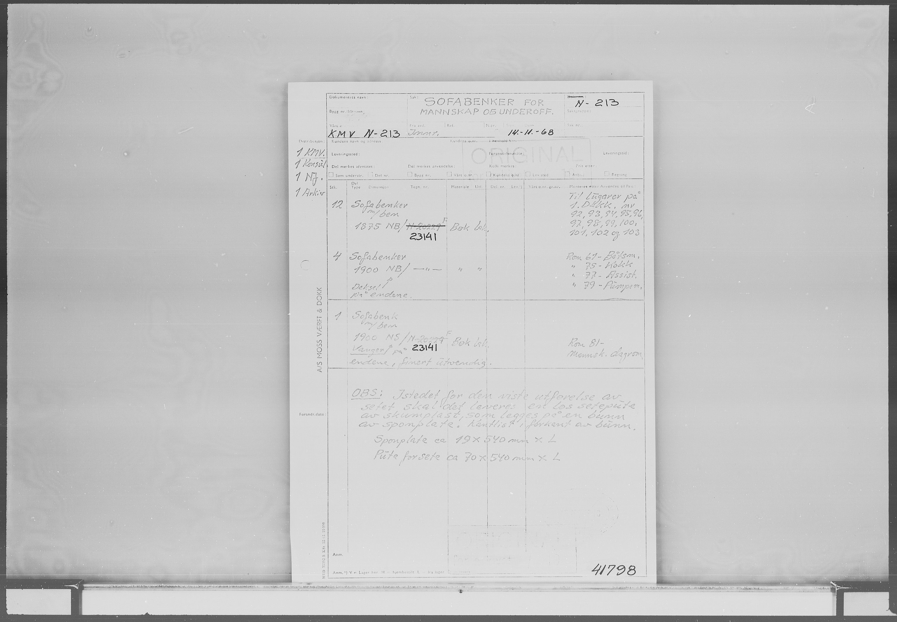 Kristiansand Mekaniske Verksted, AV/SAK-D/0612/G/Ga/L0007: 36 mm mikrofilmruller, reprofoto av skipstegninger, byggenr. 211-222, p. 233