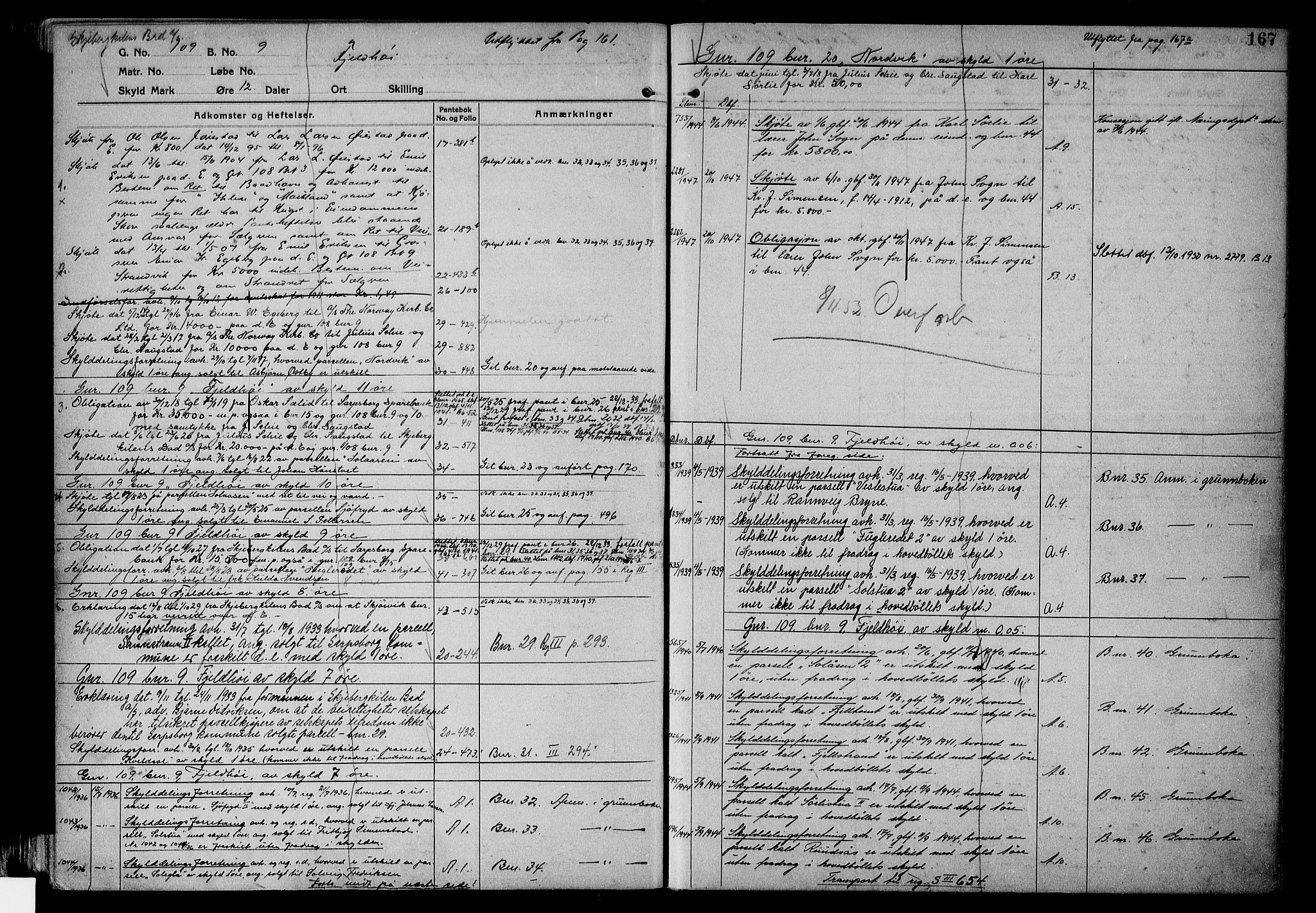 Tune sorenskriveri, AV/SAO-A-10470/G/Ga/Gab/Gabf/L0002a: Mortgage register no. VI 2a, 1910-1953, p. 167