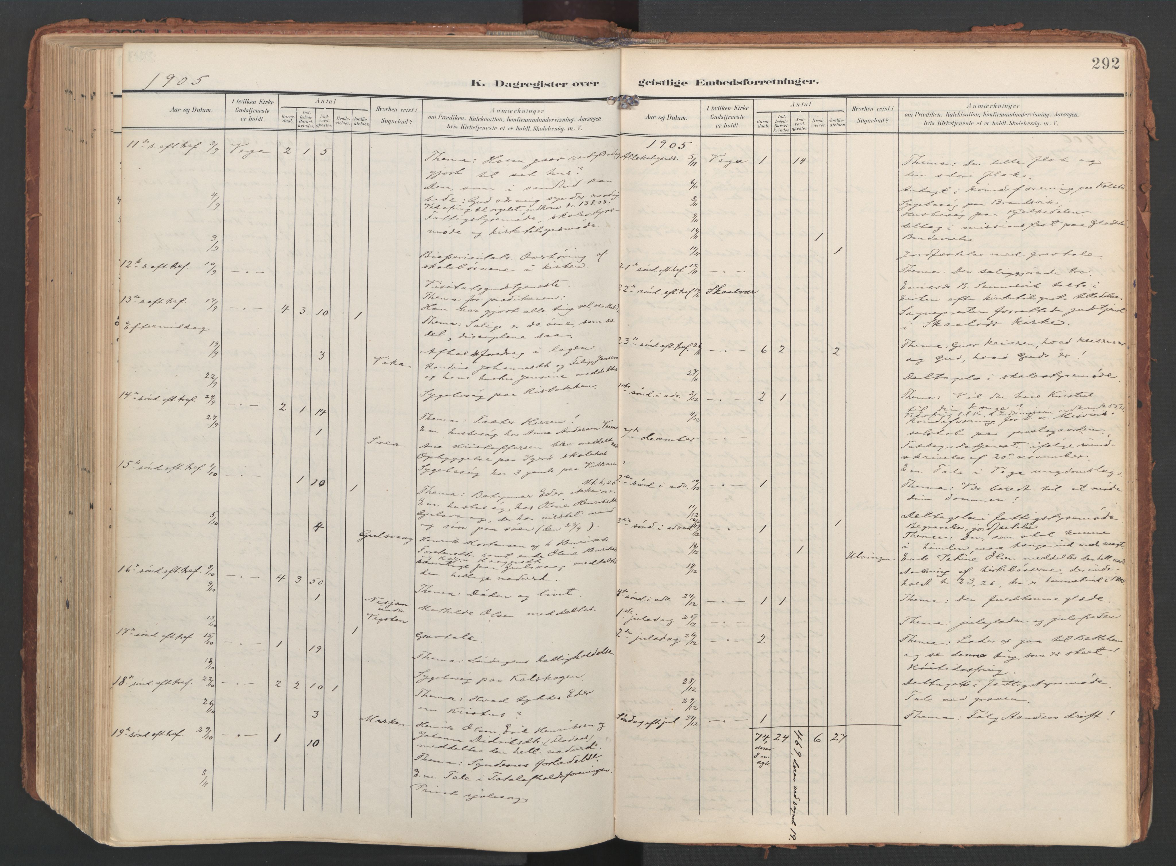 Ministerialprotokoller, klokkerbøker og fødselsregistre - Nordland, AV/SAT-A-1459/816/L0250: Parish register (official) no. 816A16, 1903-1923, p. 292