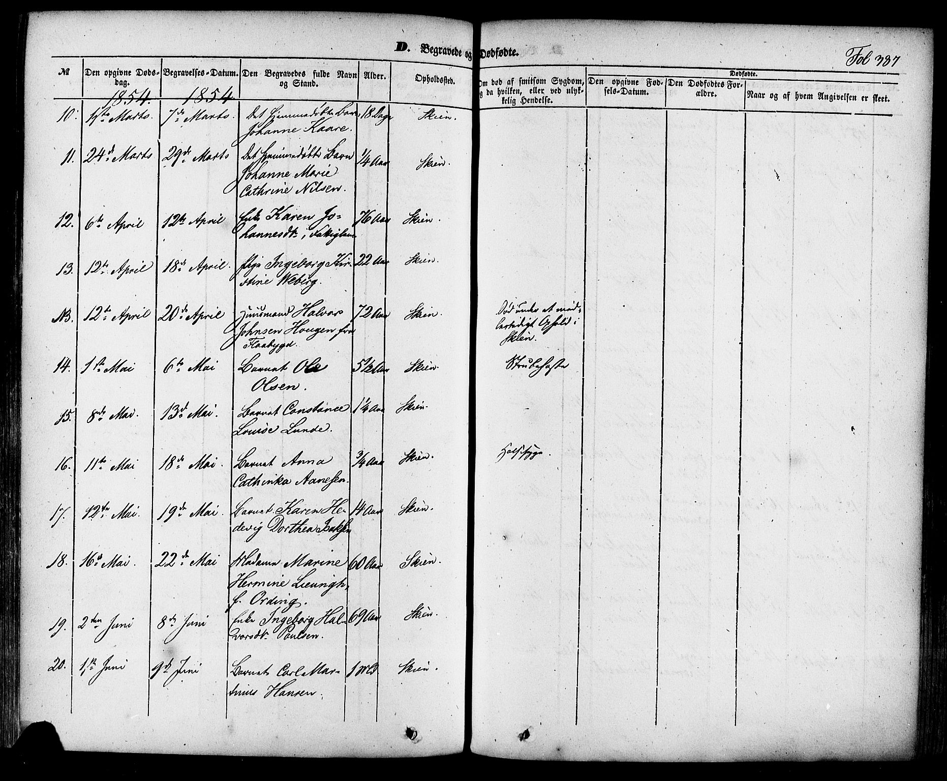 Skien kirkebøker, SAKO/A-302/F/Fa/L0006a: Parish register (official) no. 6A, 1843-1856, p. 387