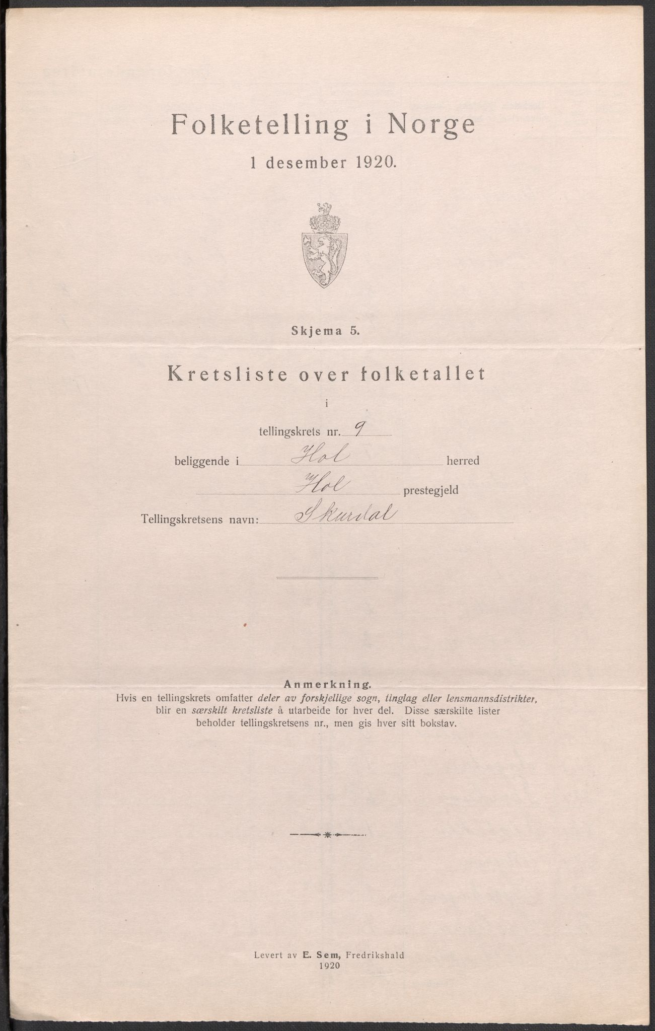 SAKO, 1920 census for Hol (Buskerud), 1920, p. 36