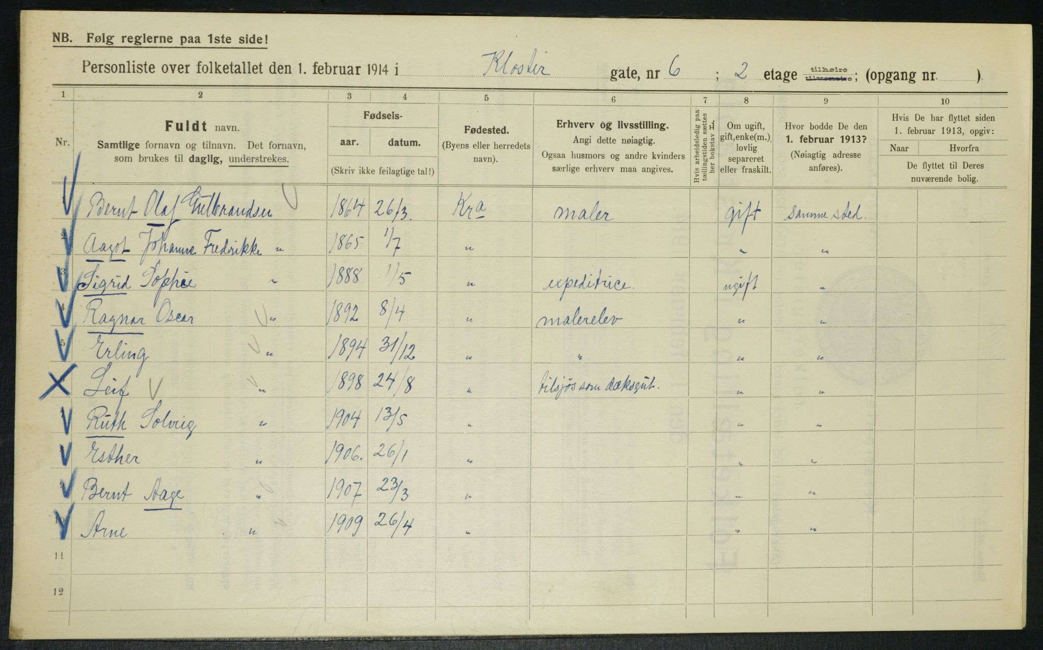 OBA, Municipal Census 1914 for Kristiania, 1914, p. 52098