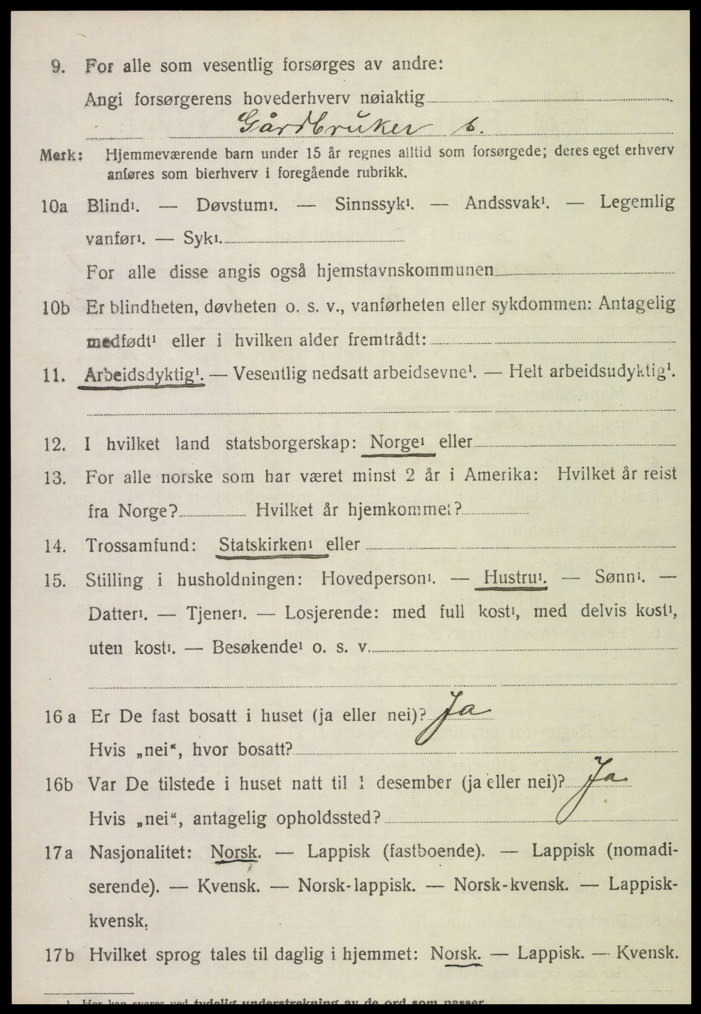 SAT, 1920 census for Snåsa, 1920, p. 1083