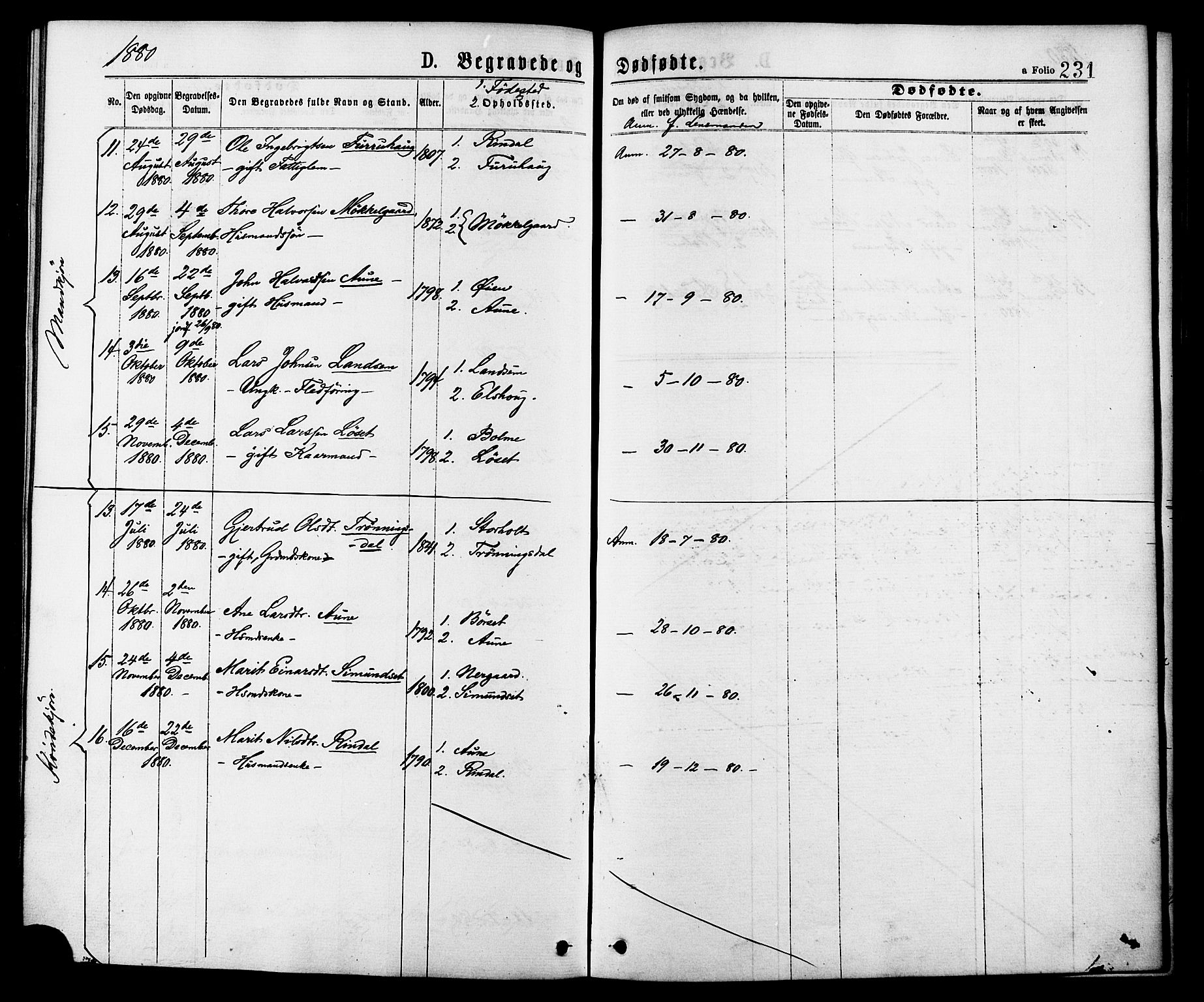 Ministerialprotokoller, klokkerbøker og fødselsregistre - Møre og Romsdal, AV/SAT-A-1454/598/L1068: Parish register (official) no. 598A02, 1872-1881, p. 231