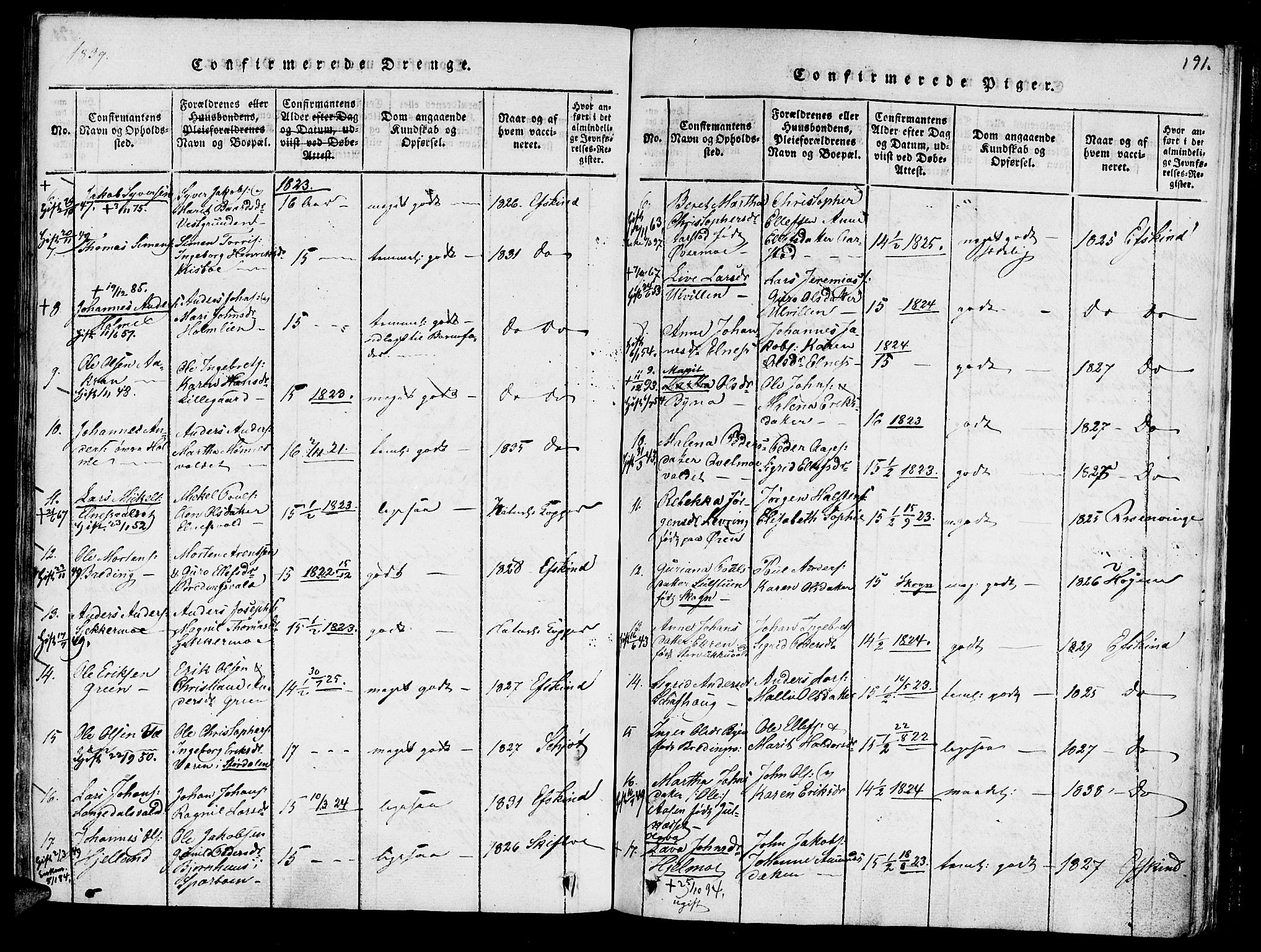 Ministerialprotokoller, klokkerbøker og fødselsregistre - Nord-Trøndelag, AV/SAT-A-1458/723/L0234: Parish register (official) no. 723A05 /1, 1816-1840, p. 191