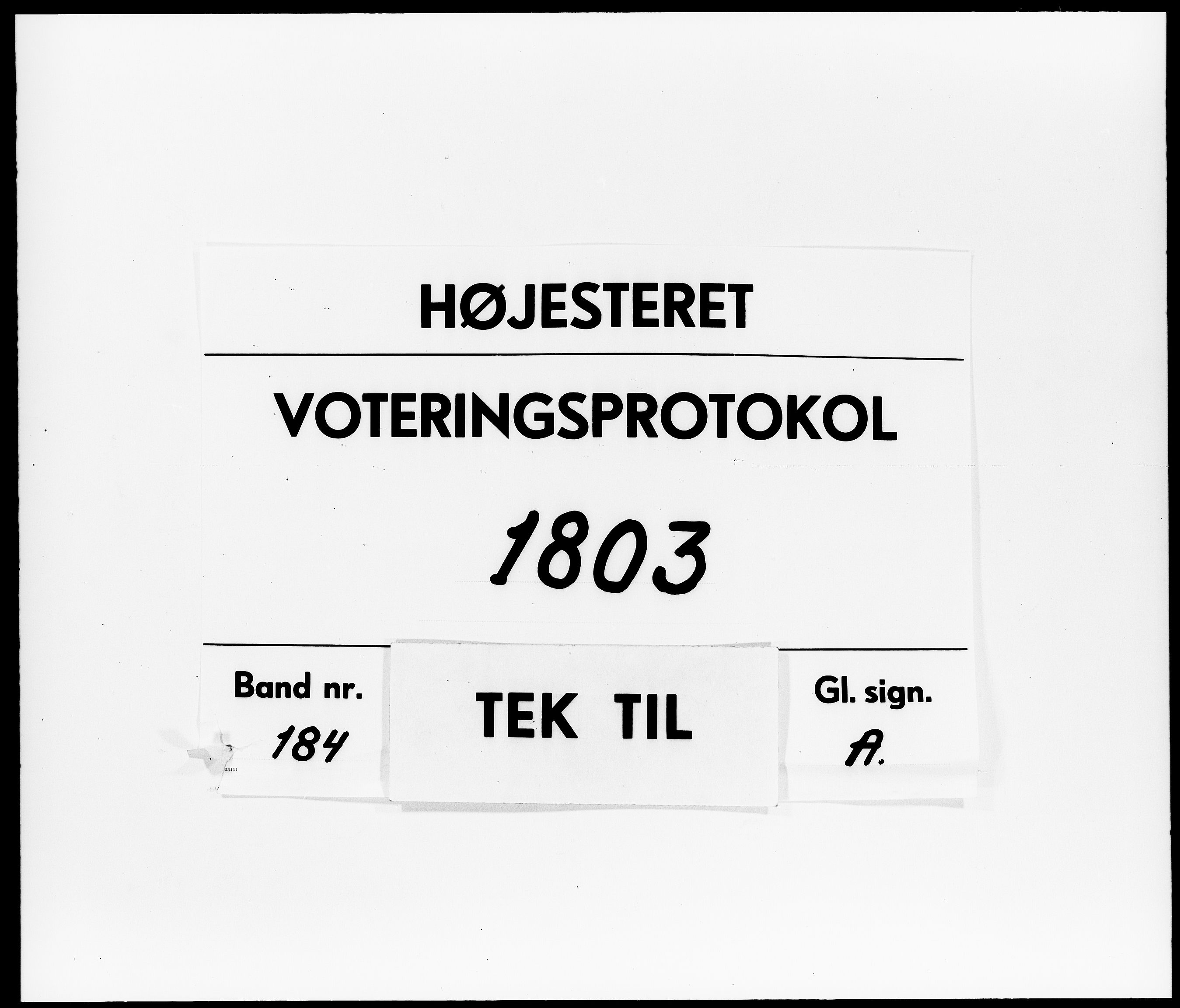 Højesteret, DRA/A-0009, 1803