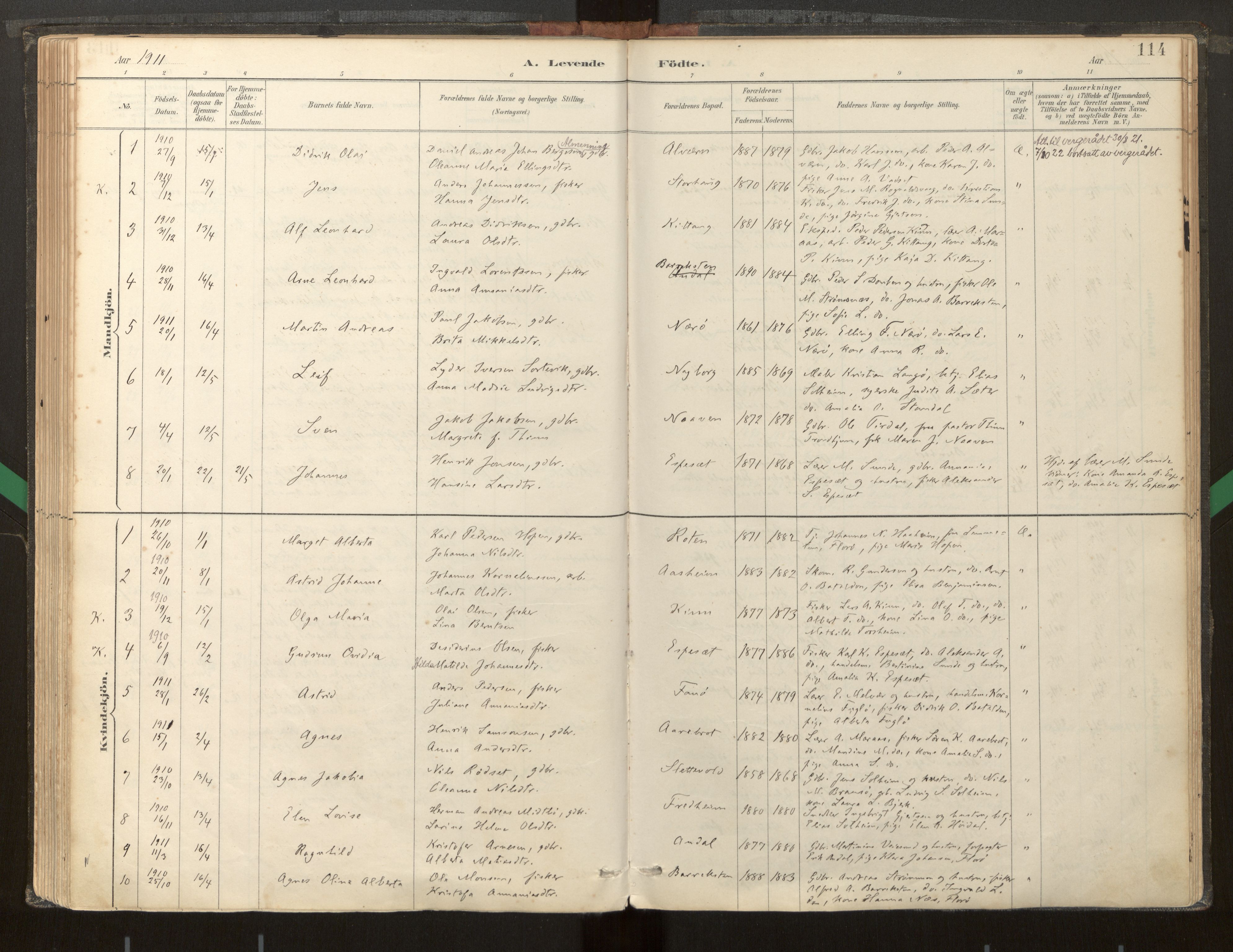 Kinn sokneprestembete, AV/SAB-A-80801/H/Haa/Haab/L0001: Parish register (official) no. B 1, 1886-1921, p. 114