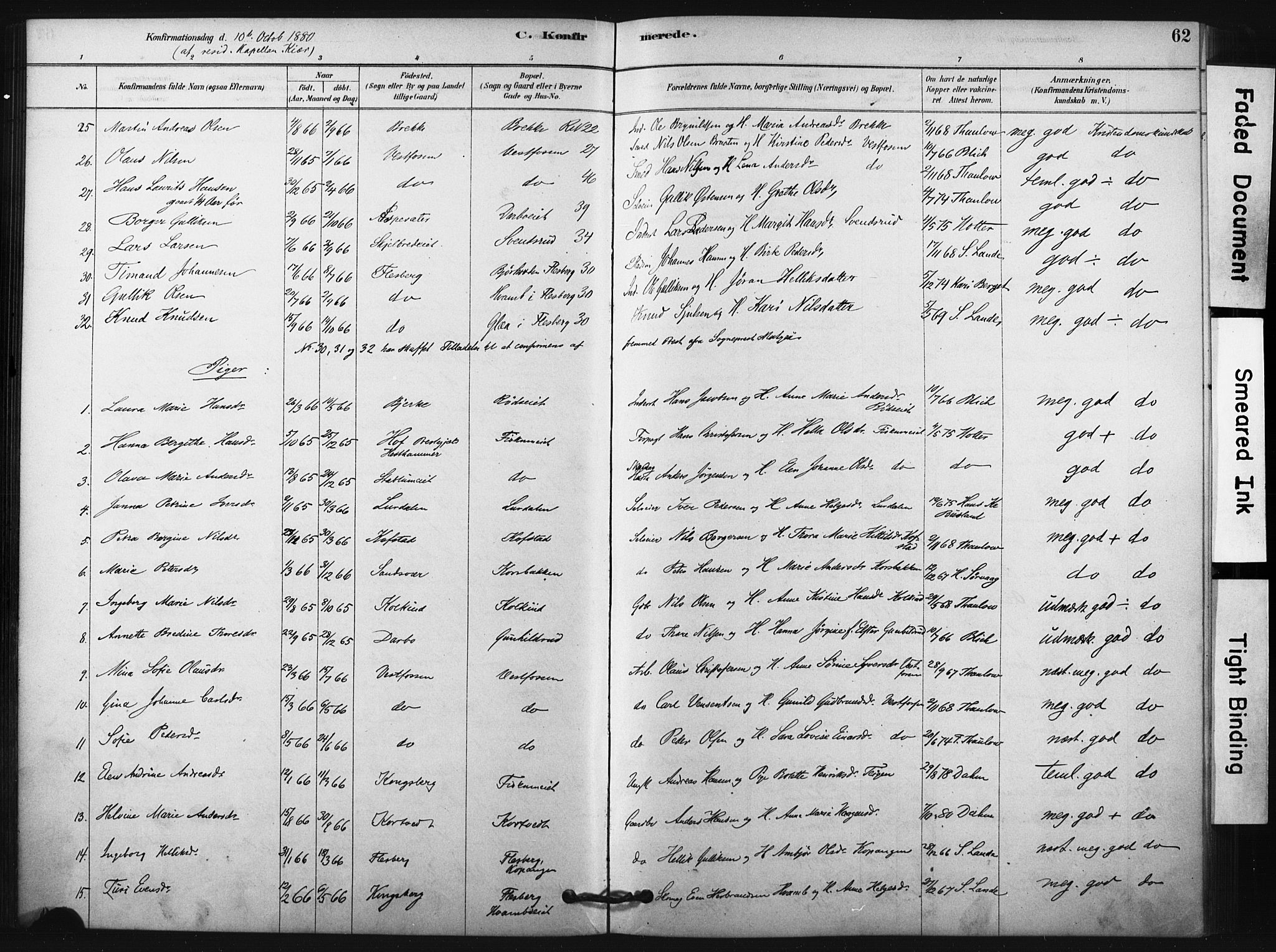 Fiskum kirkebøker, AV/SAKO-A-15/F/Fa/L0002: Parish register (official) no. 2, 1878-1890, p. 62