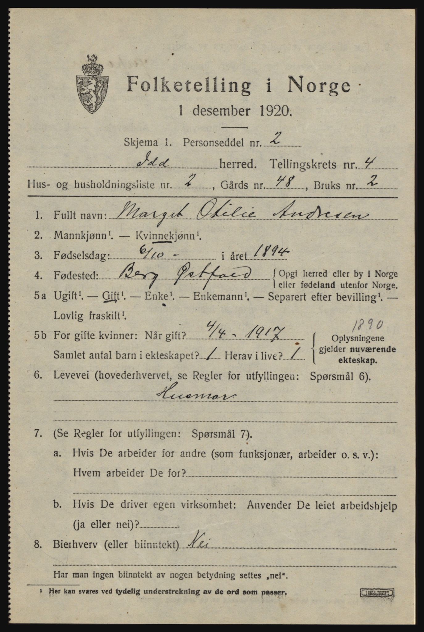 SAO, 1920 census for Idd, 1920, p. 5632