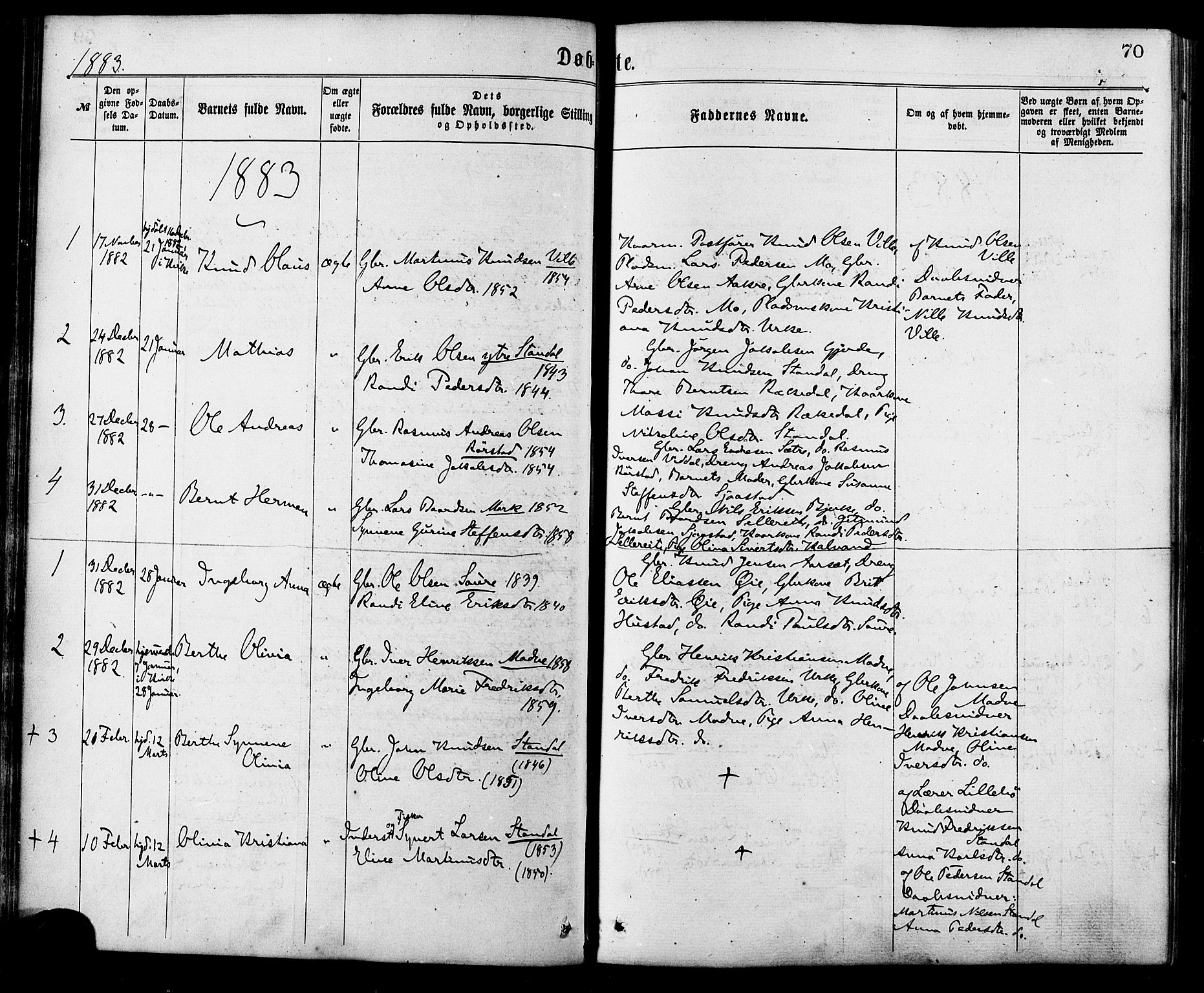 Ministerialprotokoller, klokkerbøker og fødselsregistre - Møre og Romsdal, AV/SAT-A-1454/515/L0210: Parish register (official) no. 515A06, 1868-1885, p. 70