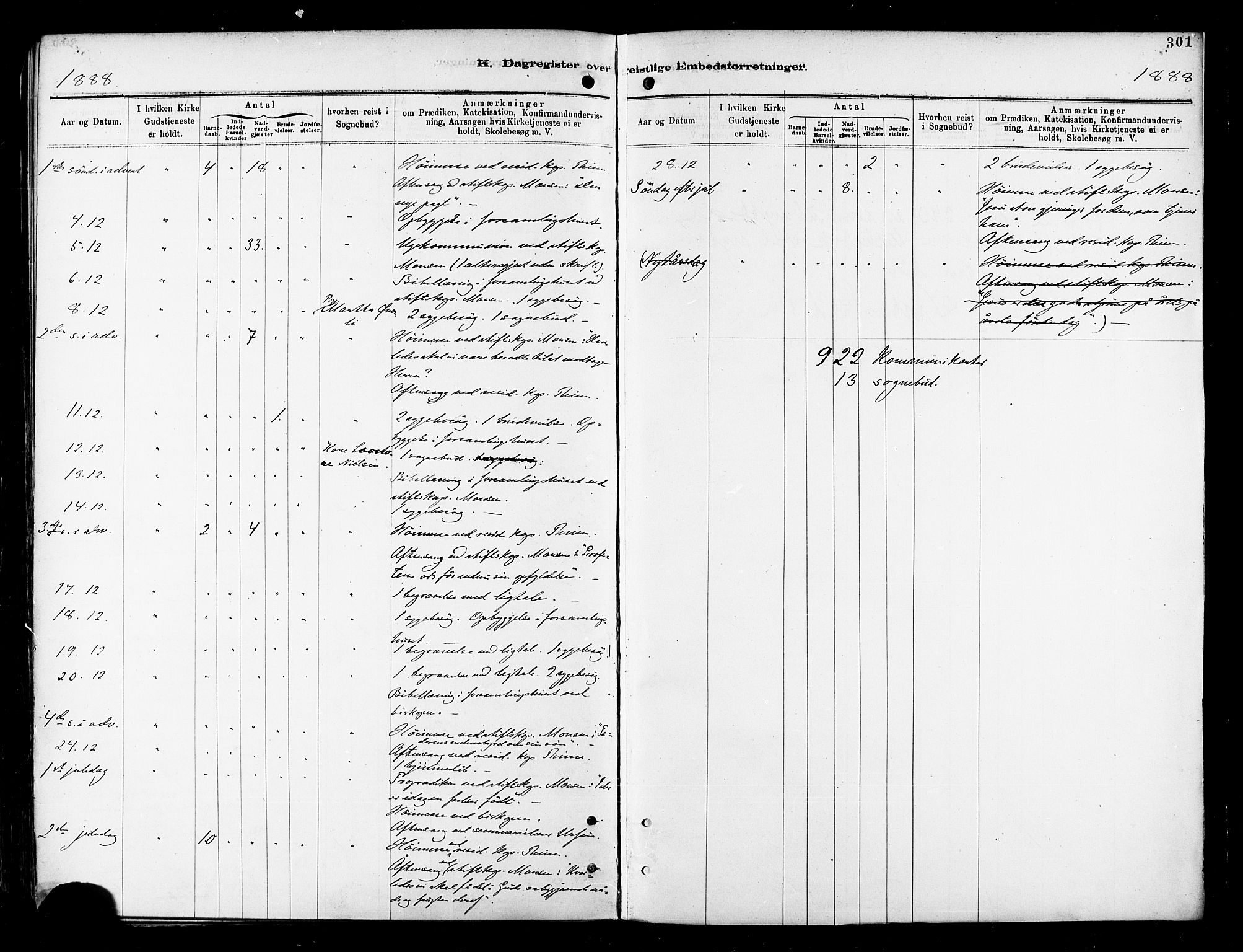 Tromsø sokneprestkontor/stiftsprosti/domprosti, AV/SATØ-S-1343/G/Ga/L0014kirke: Parish register (official) no. 14, 1878-1888, p. 301