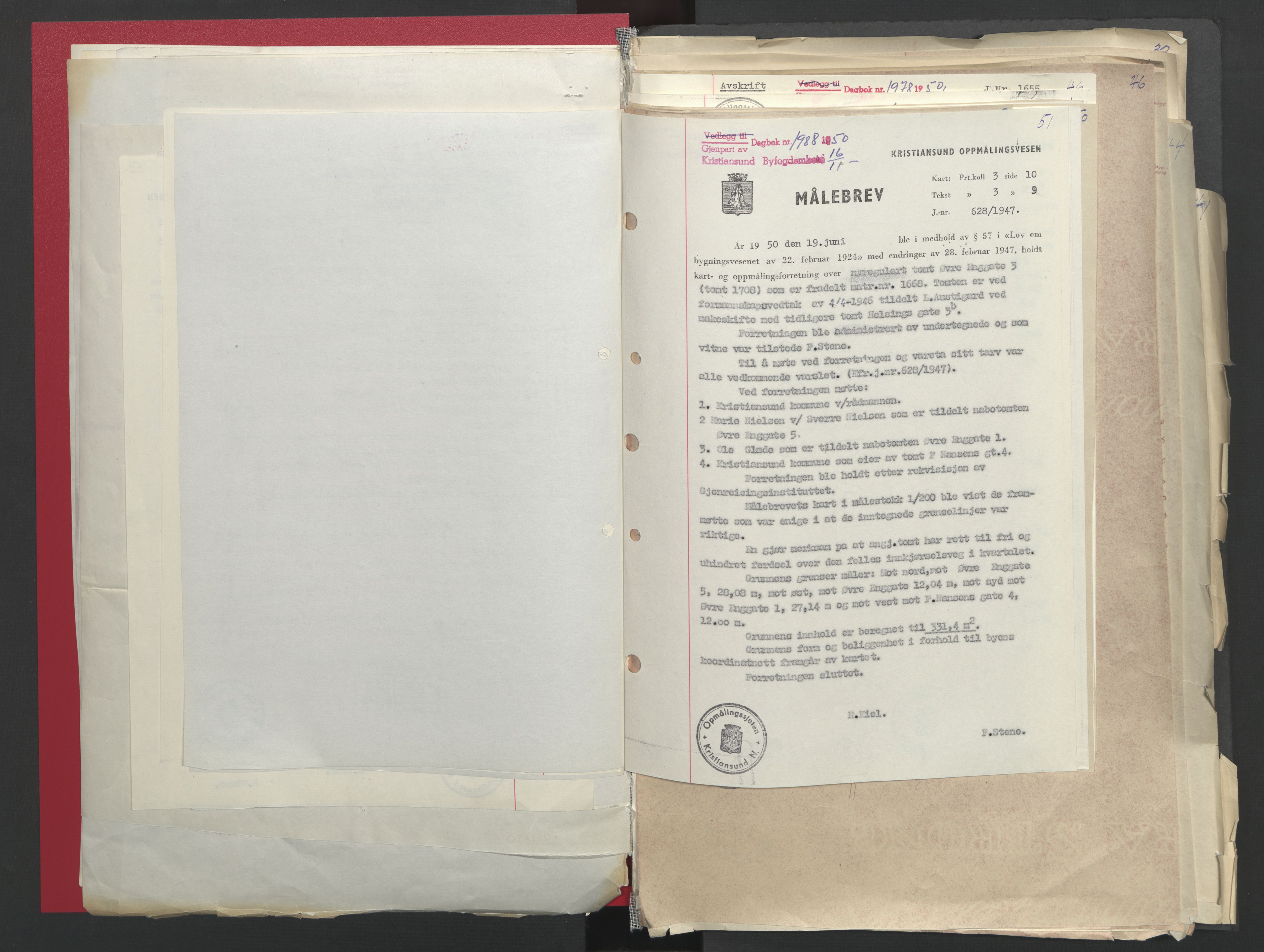 Kristiansund byfogd, AV/SAT-A-4587/A/27: Mortgage book no. 48, 1950-1950, Diary no: : 1988/1950
