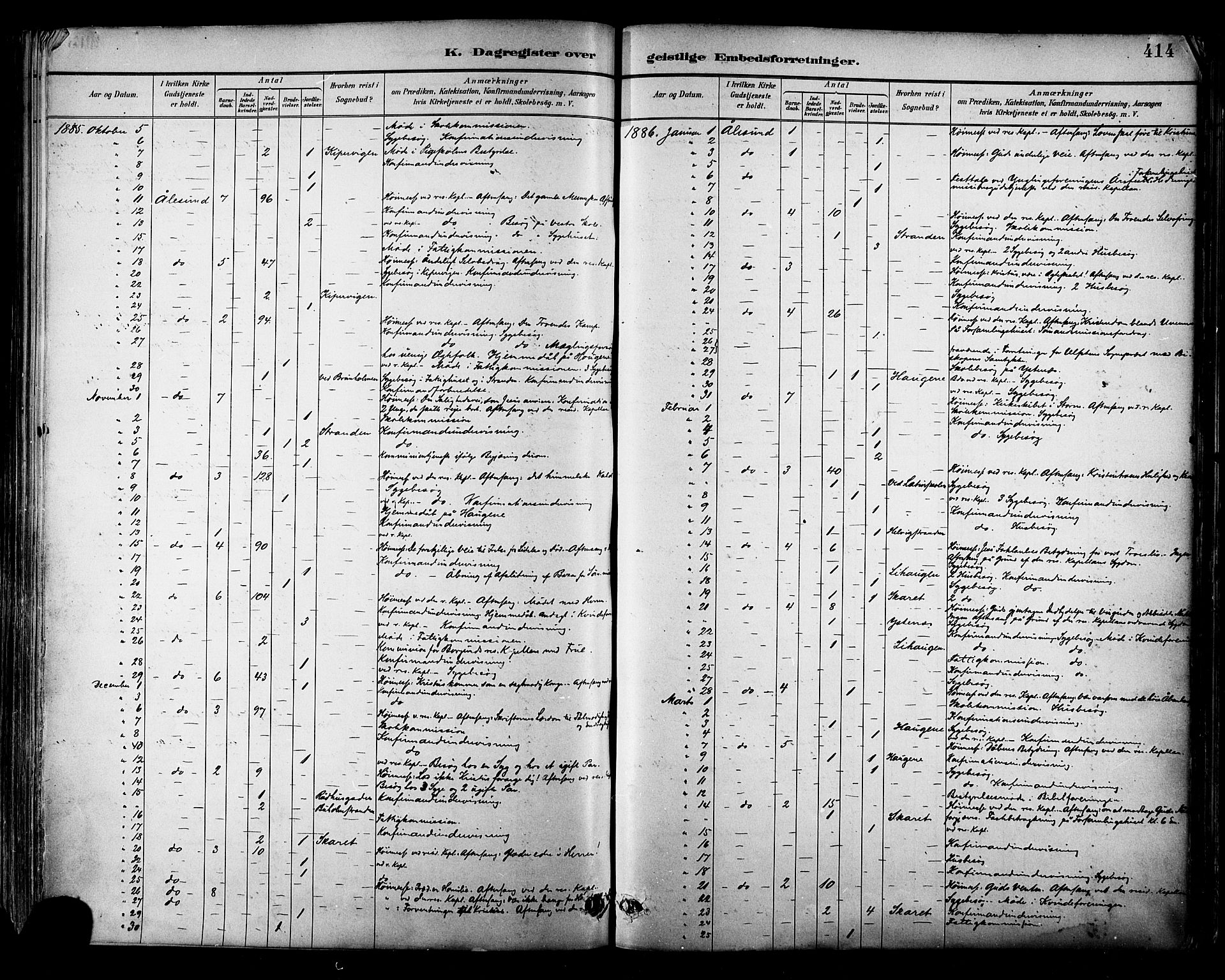 Ministerialprotokoller, klokkerbøker og fødselsregistre - Møre og Romsdal, SAT/A-1454/529/L0455: Parish register (official) no. 529A05, 1885-1893, p. 414