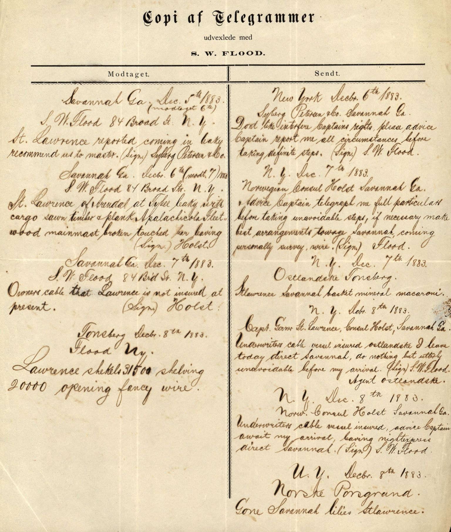 Pa 63 - Østlandske skibsassuranceforening, VEMU/A-1079/G/Ga/L0016/0015: Havaridokumenter / St. Lawrence, Poseidon, Snap, Josephine, Triton, 1883, p. 8