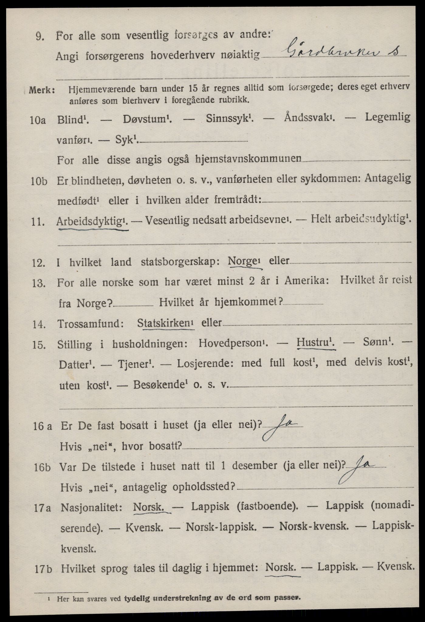 SAT, 1920 census for Ørland, 1920, p. 4510