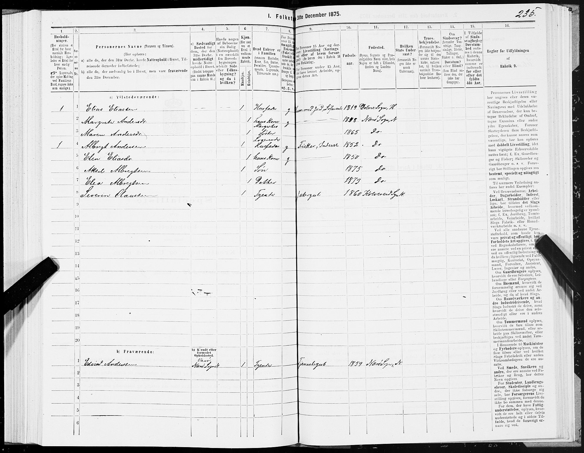 SAT, 1875 census for 1751P Nærøy, 1875, p. 2235