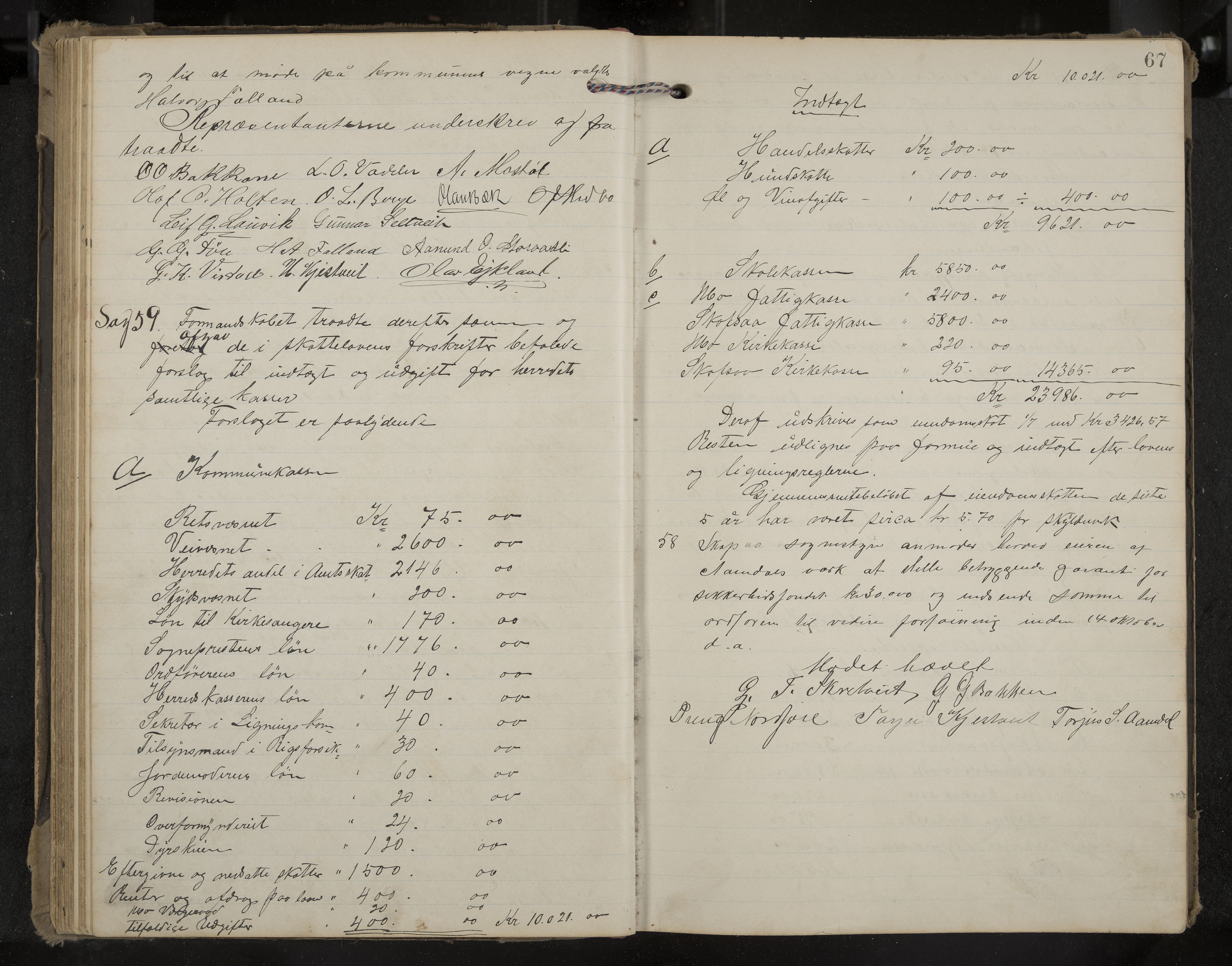 Mo formannskap og sentraladministrasjon, IKAK/0832021/A/L0004: Møtebok, 1903-1915, p. 67