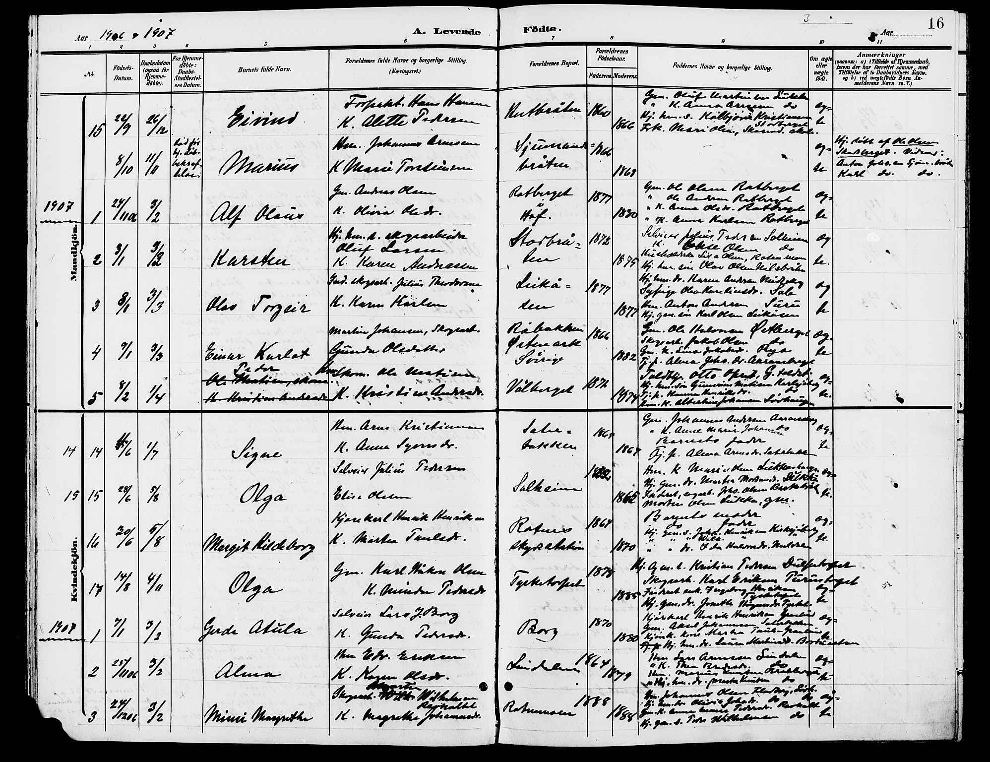 Grue prestekontor, AV/SAH-PREST-036/H/Ha/Hab/L0006: Parish register (copy) no. 6, 1902-1910, p. 16