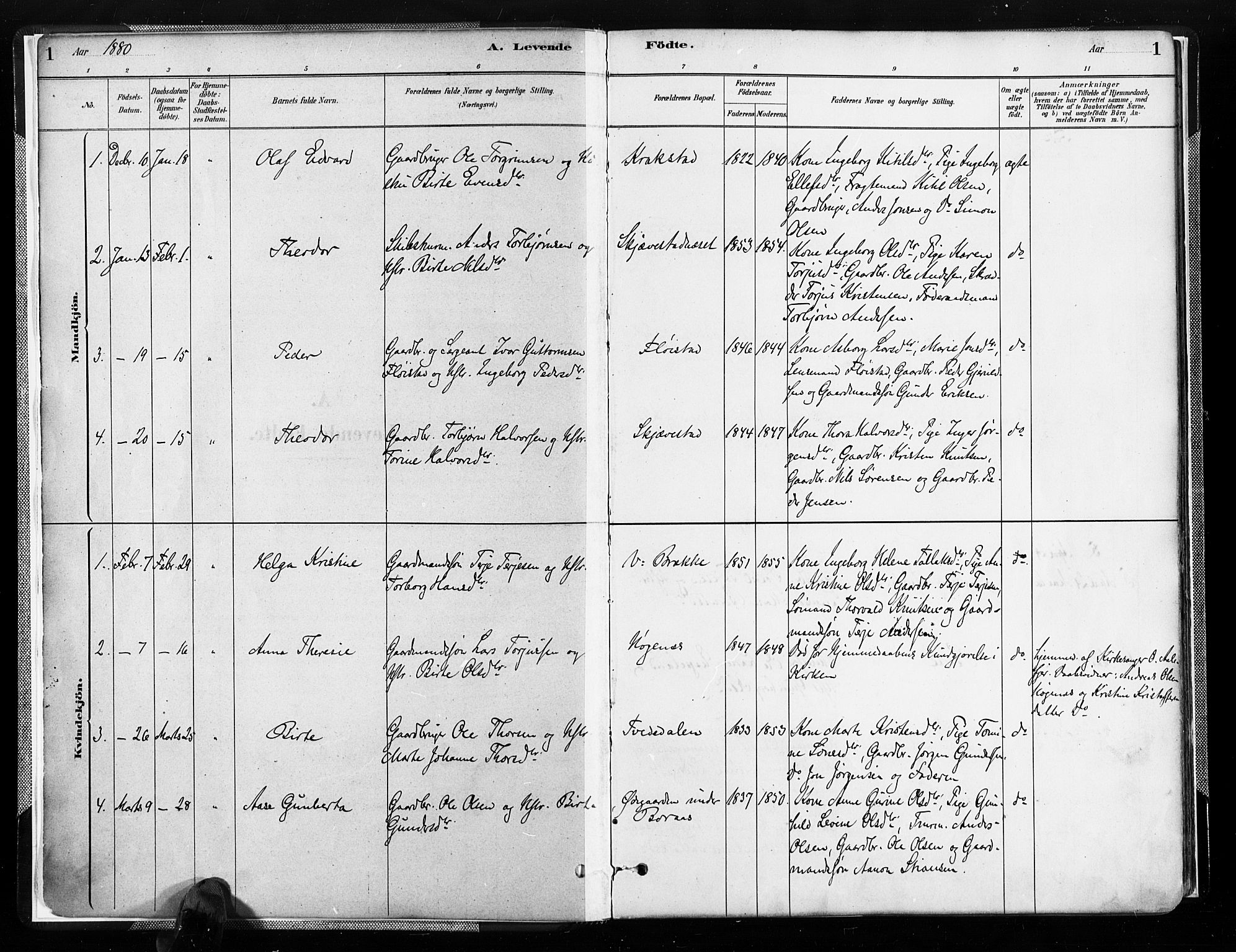 Austre Moland sokneprestkontor, AV/SAK-1111-0001/F/Fa/Faa/L0010: Parish register (official) no. A 10, 1880-1904, p. 1