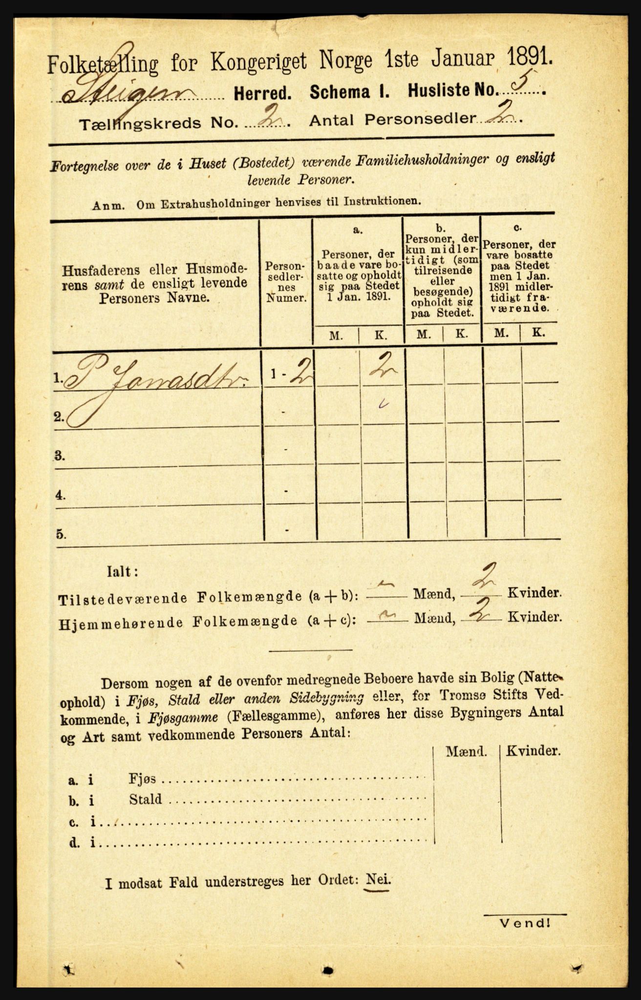 RA, 1891 census for 1848 Steigen, 1891, p. 618