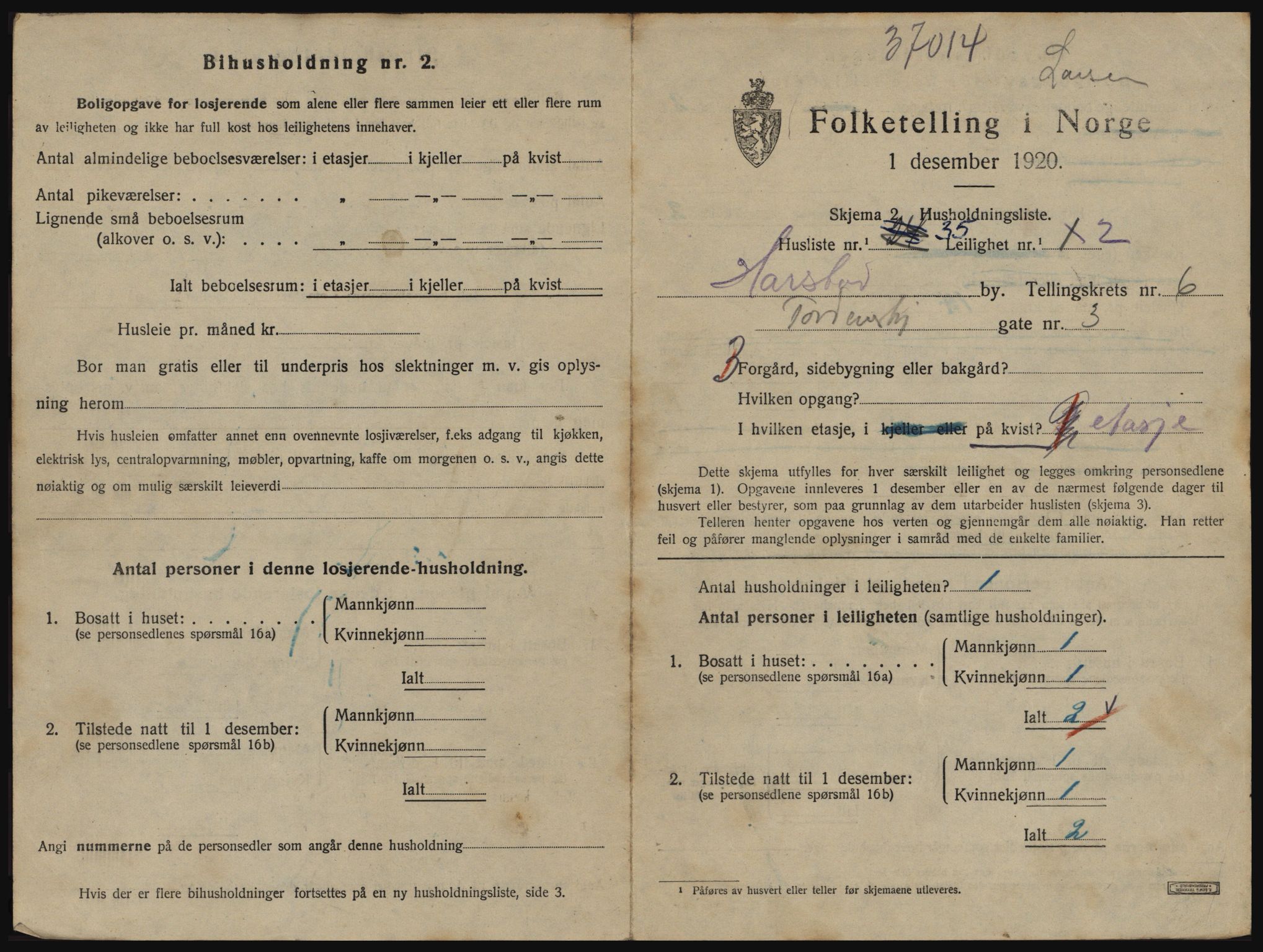 SATØ, 1920 census for Harstad, 1920, p. 2005