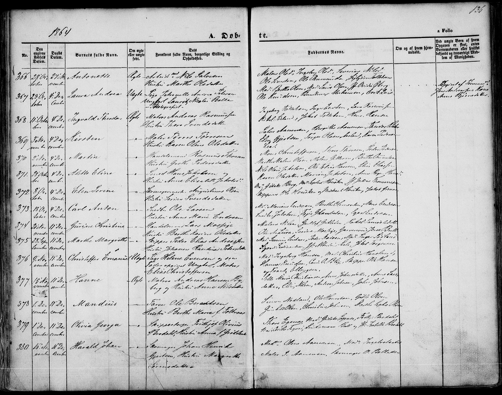 St. Petri sokneprestkontor, AV/SAST-A-101813/001/30/30BA/L0001: Parish register (official) no. A 1, 1861-1868, p. 136