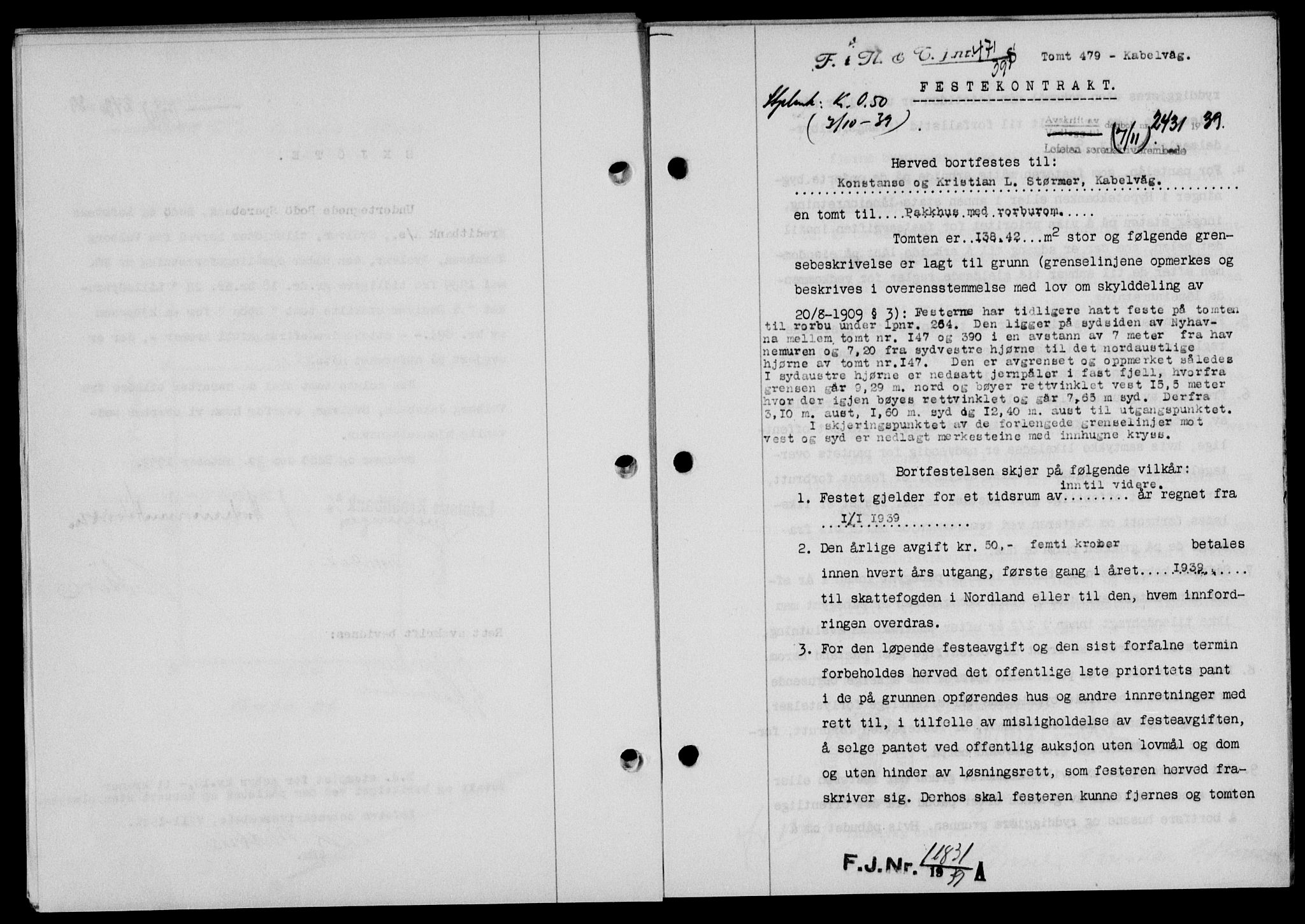 Lofoten sorenskriveri, SAT/A-0017/1/2/2C/L0006a: Mortgage book no. 6a, 1939-1939, Diary no: : 2431/1939